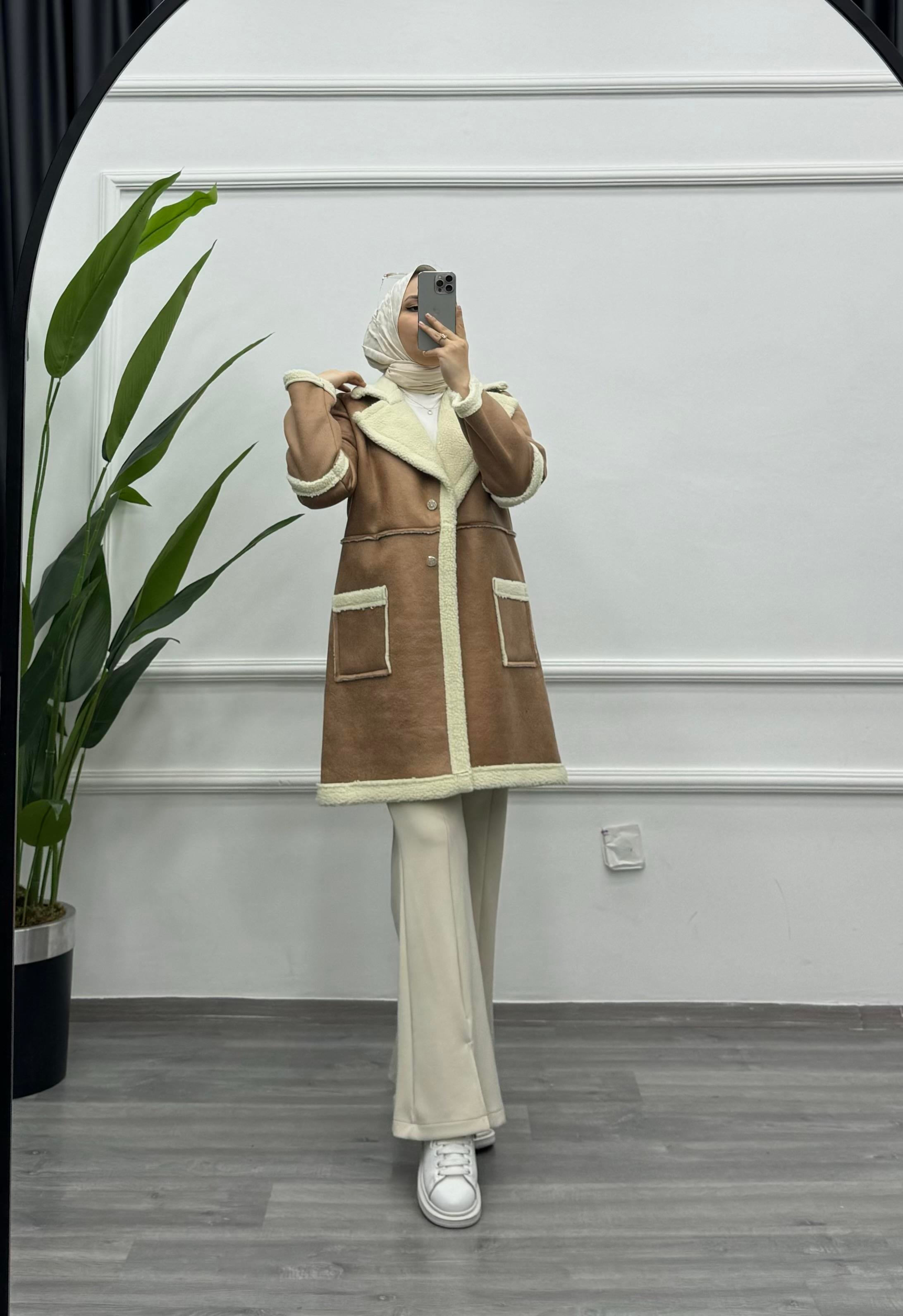 Bislife Kısa Süet Kaban Kahve 