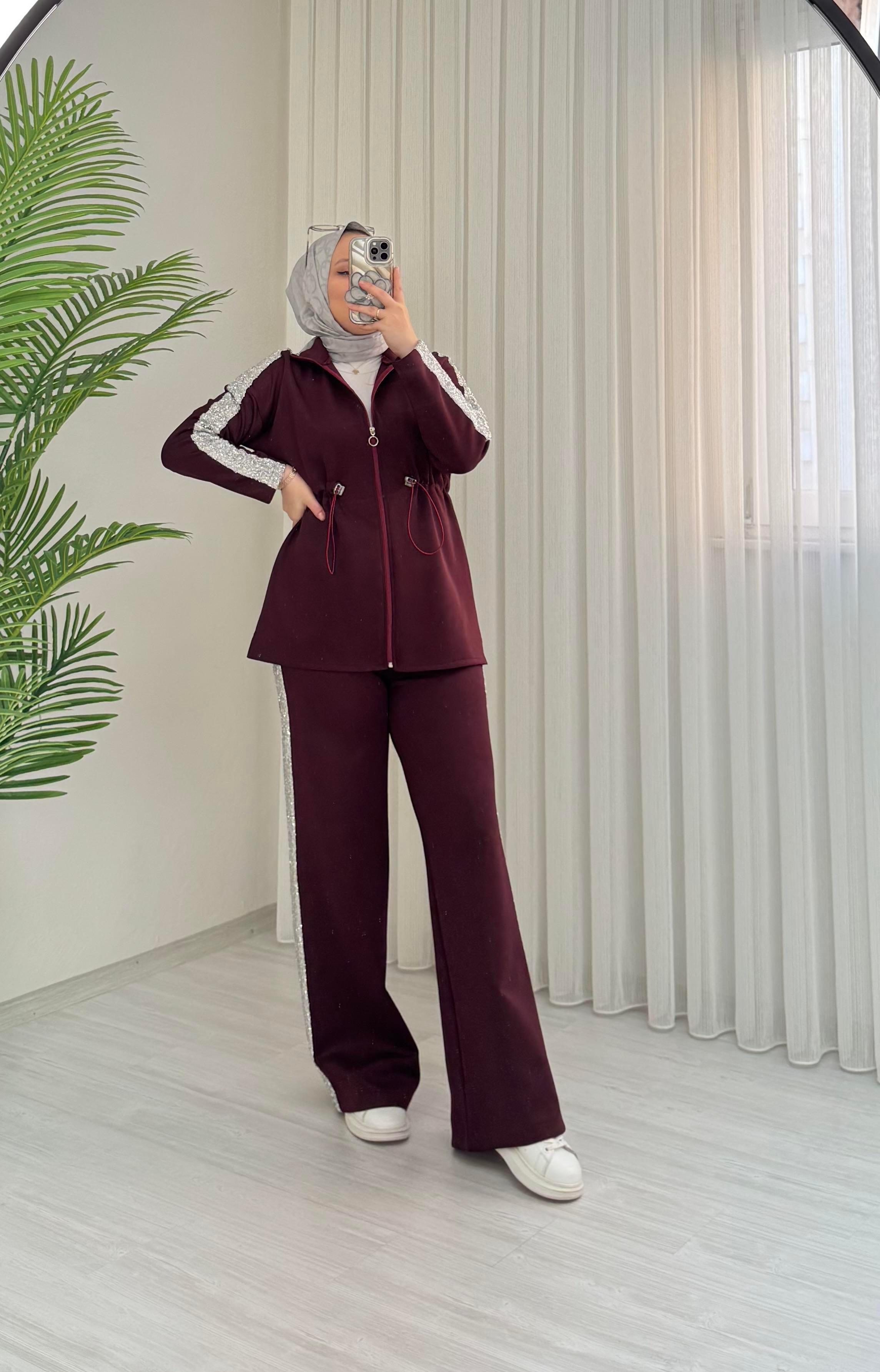Poli Glow Sim Şerit Takım Bordo