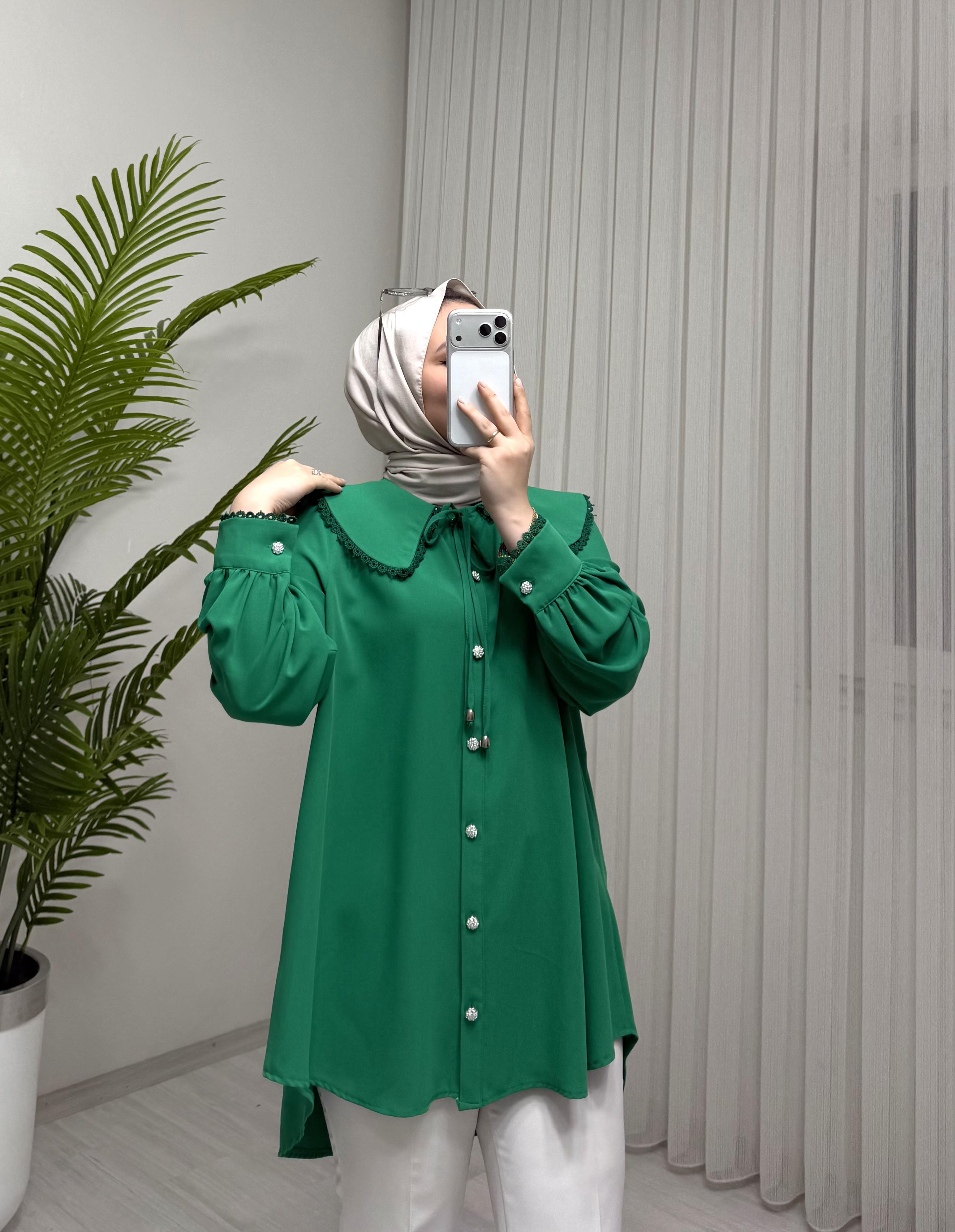 Tek Yaka Tunik Yeşil