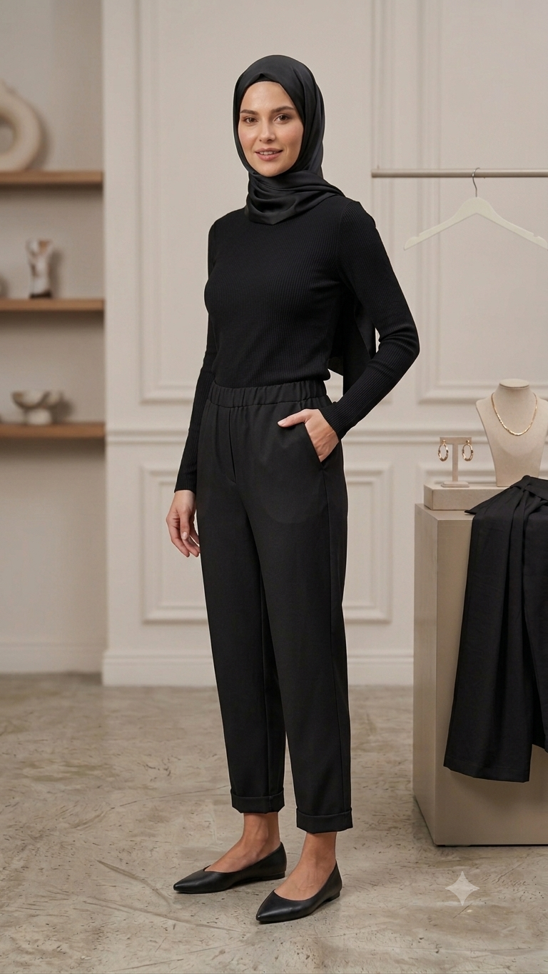 Poli Krep Pantalon Siyah 01802 