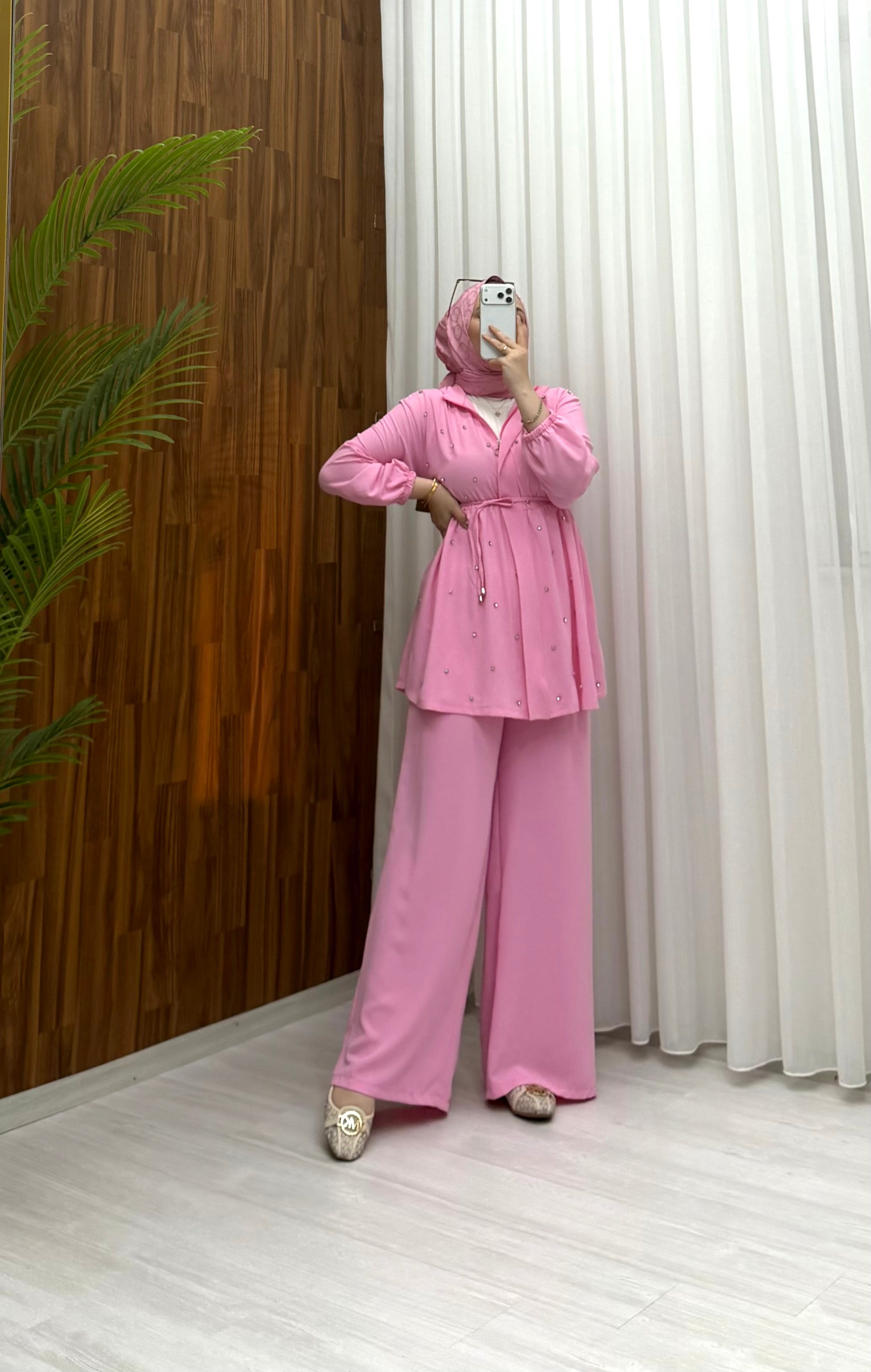 Binay Taşı Linda Takım Pembe 1035 