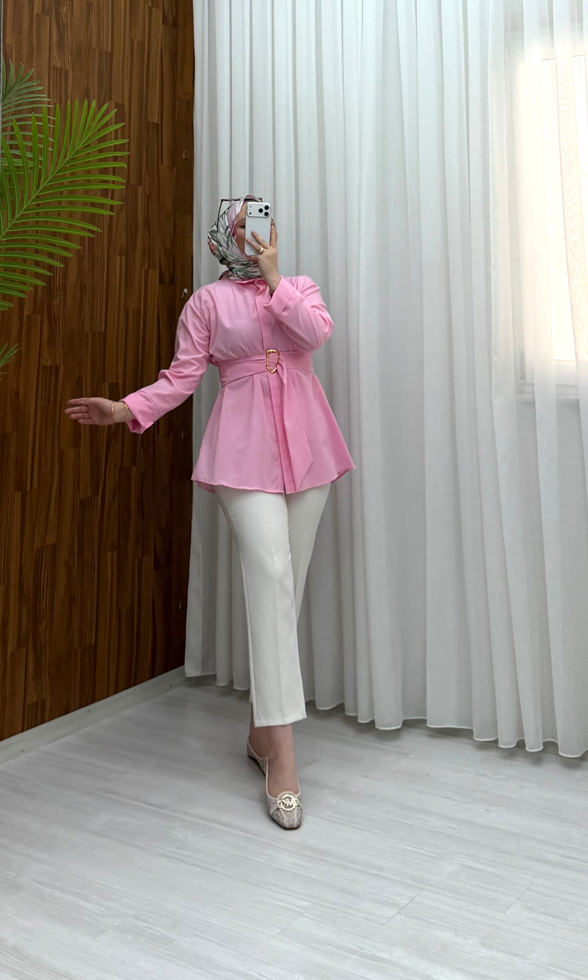 Newshe Toka Detay Tunik Pembe  1070 