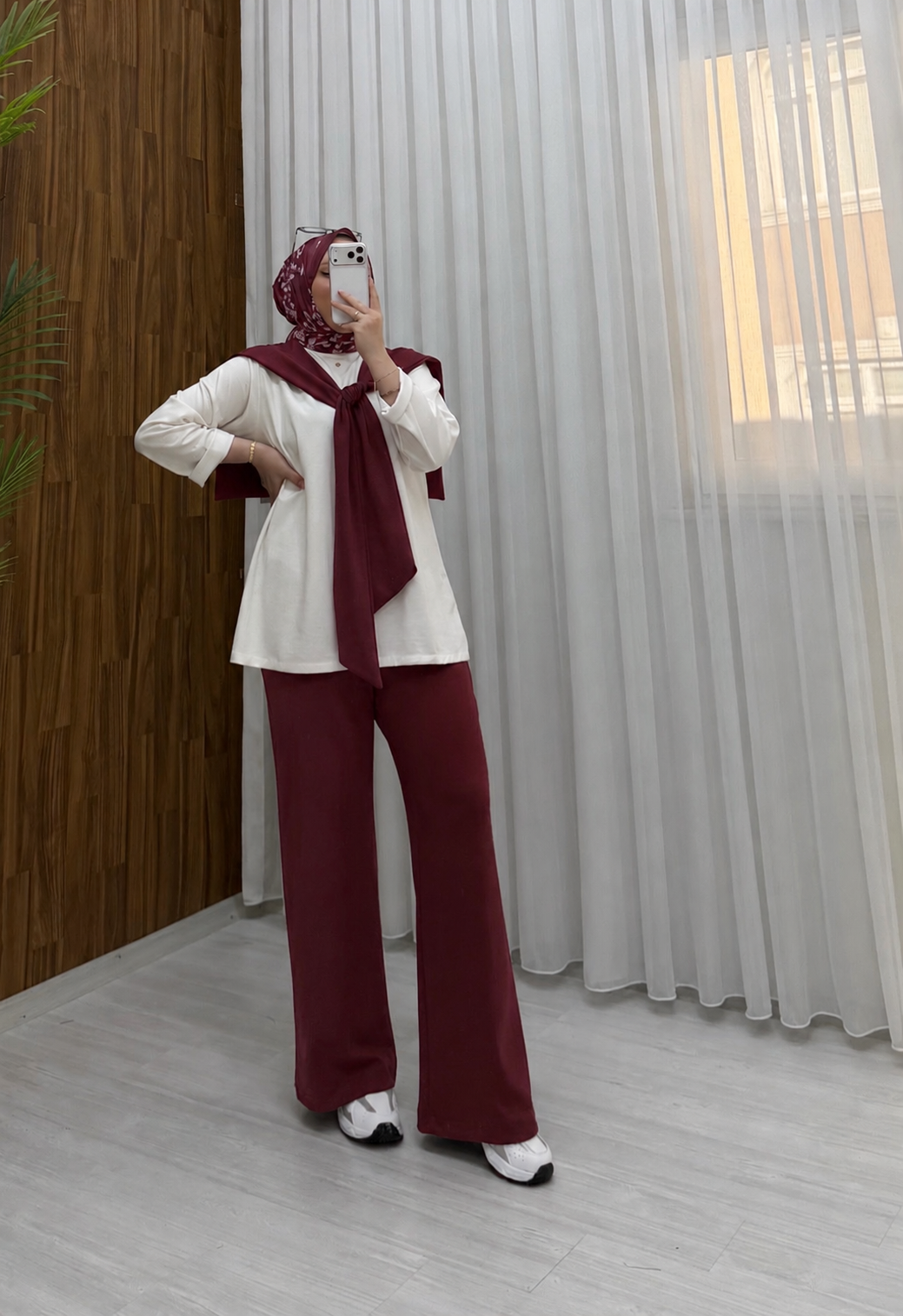 Poli Milano Atkı Detay Oysho 3 lü Takım Bordo 1123 