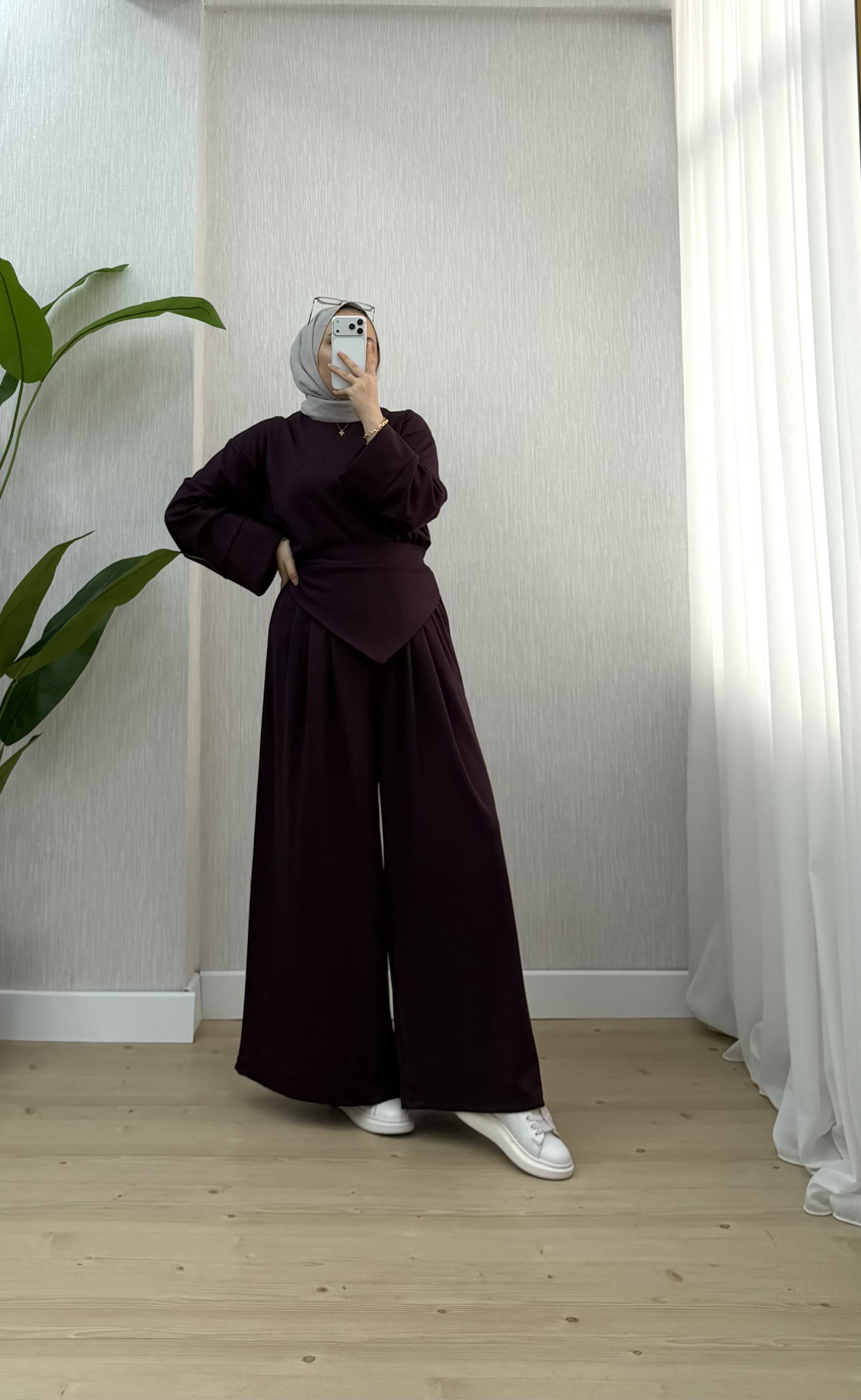 Newshe Oysho Parça Detay Takım Mürdüm 1720 