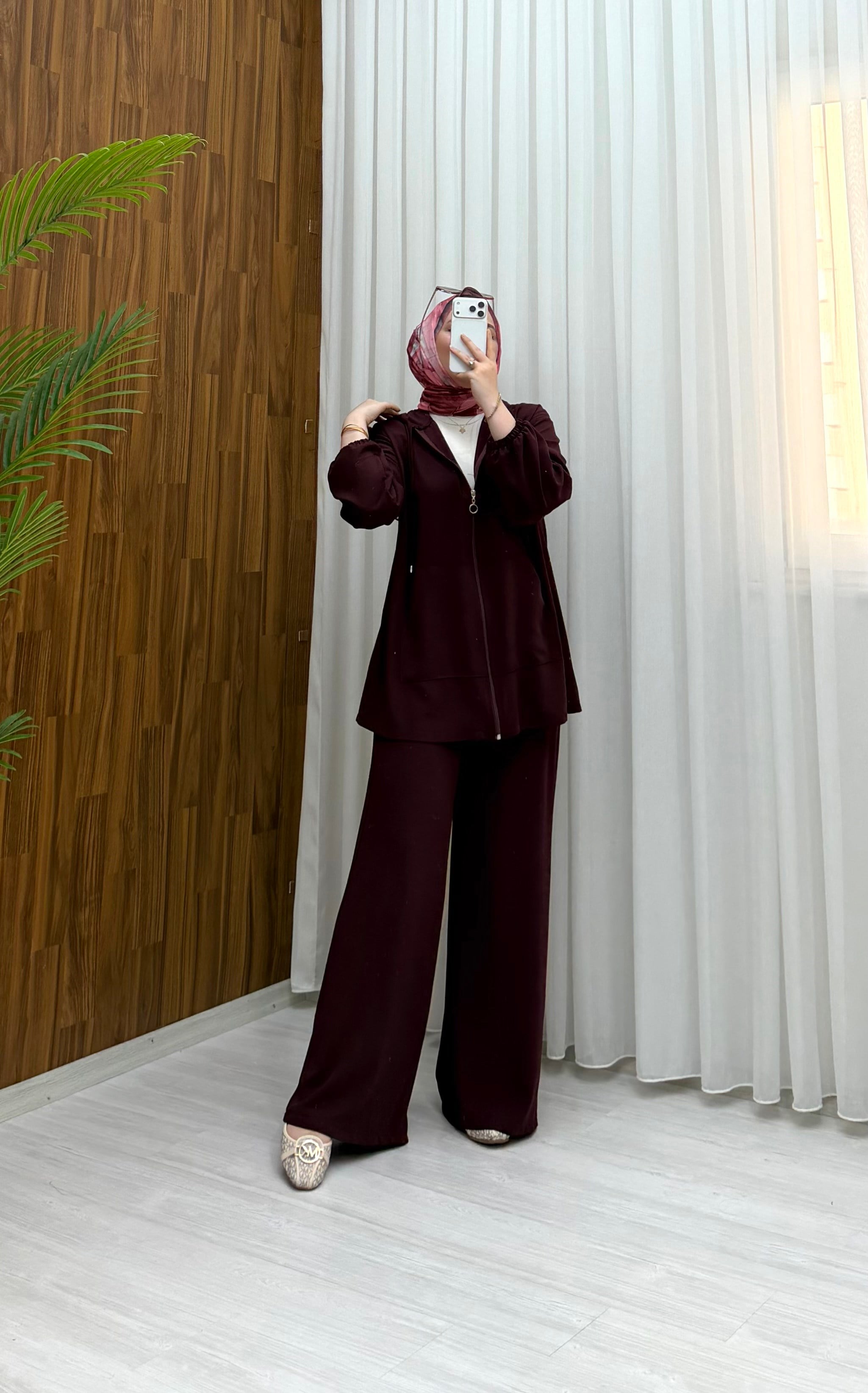 Binay Kapşonlu Linda Takım Bordo 1800 