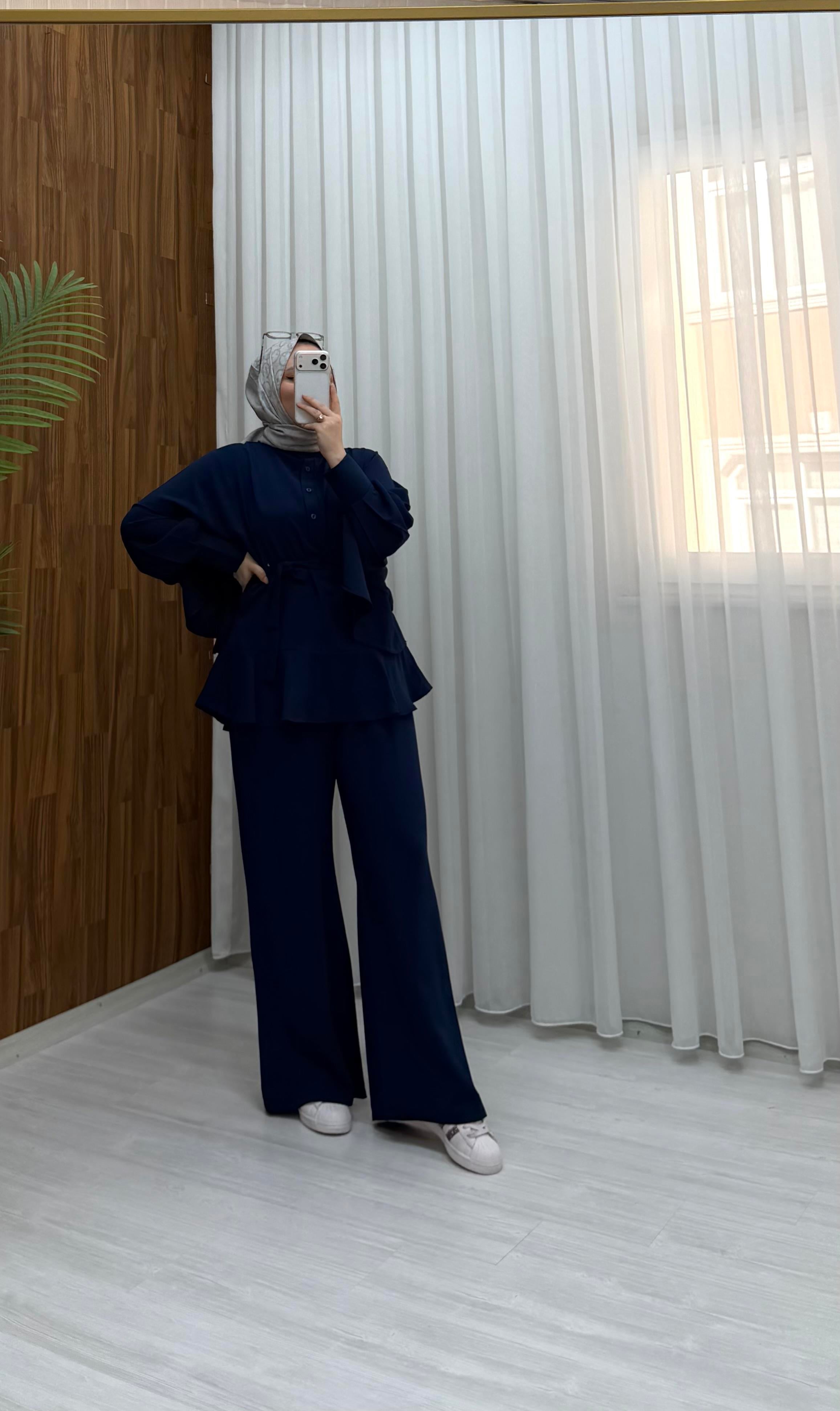 Qup Flow Pelerin Detay Takım Lacivert 20251 