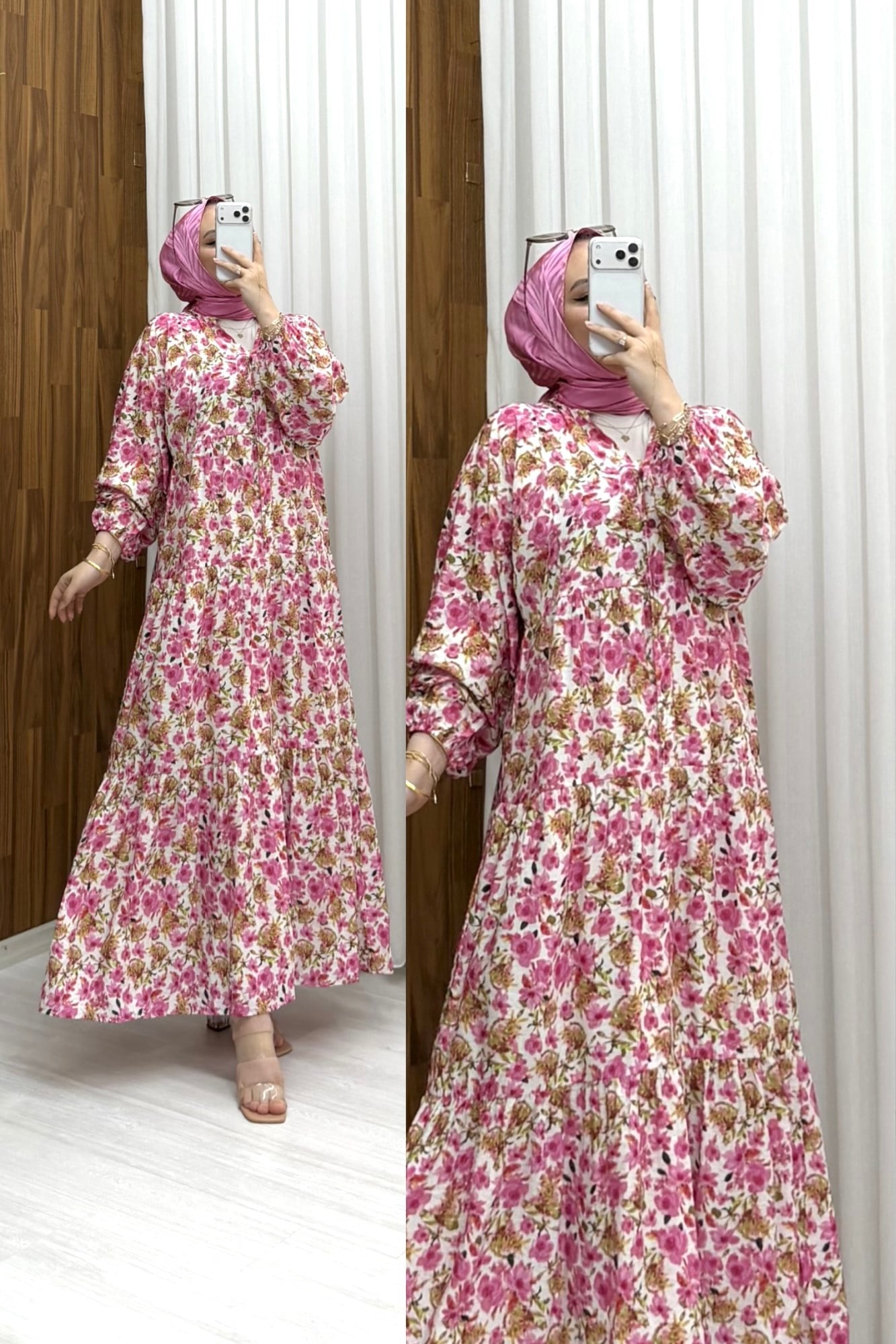 Miamar  Desenli  Elbise Pembe Çiçek 2227 
