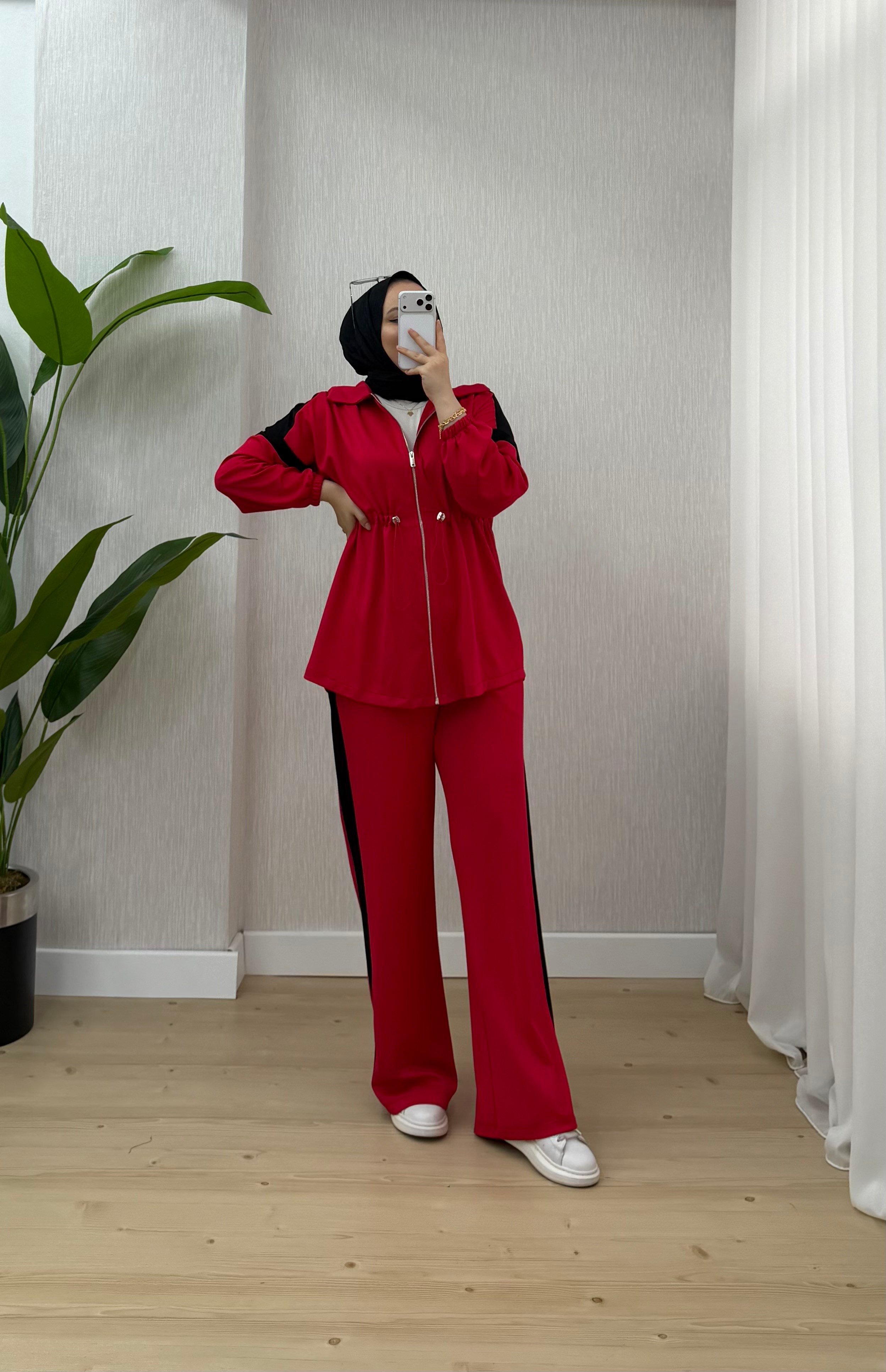 Plise Garnili Oysho Takım Kırmızı 22945 