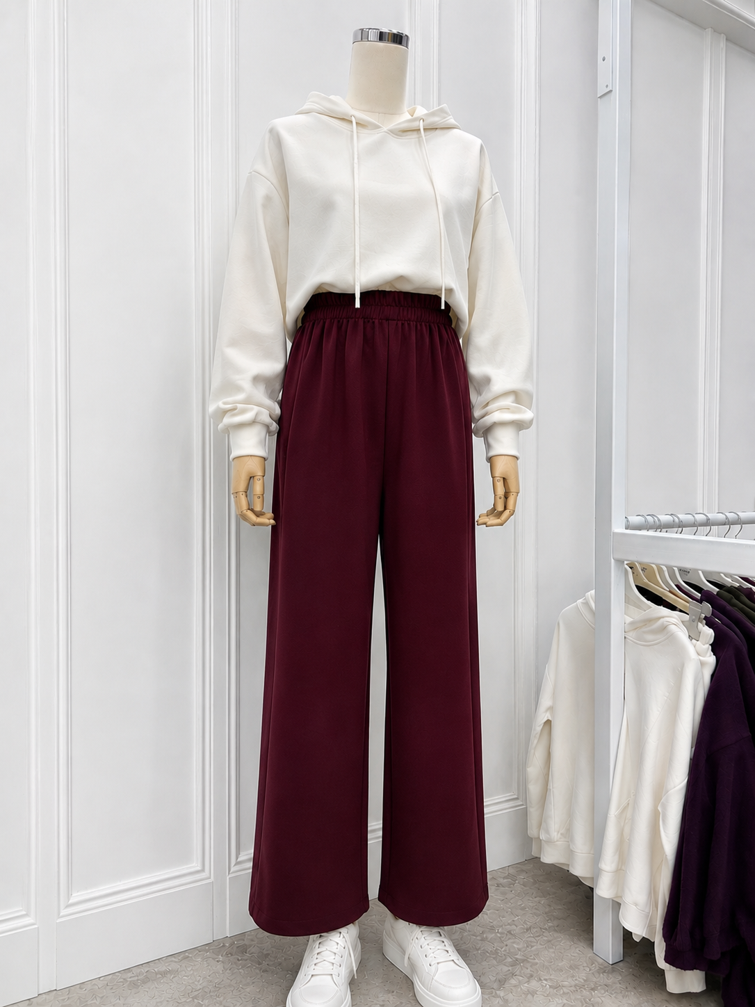 Bqre Scuba Düz Pantalon Bordo 230 