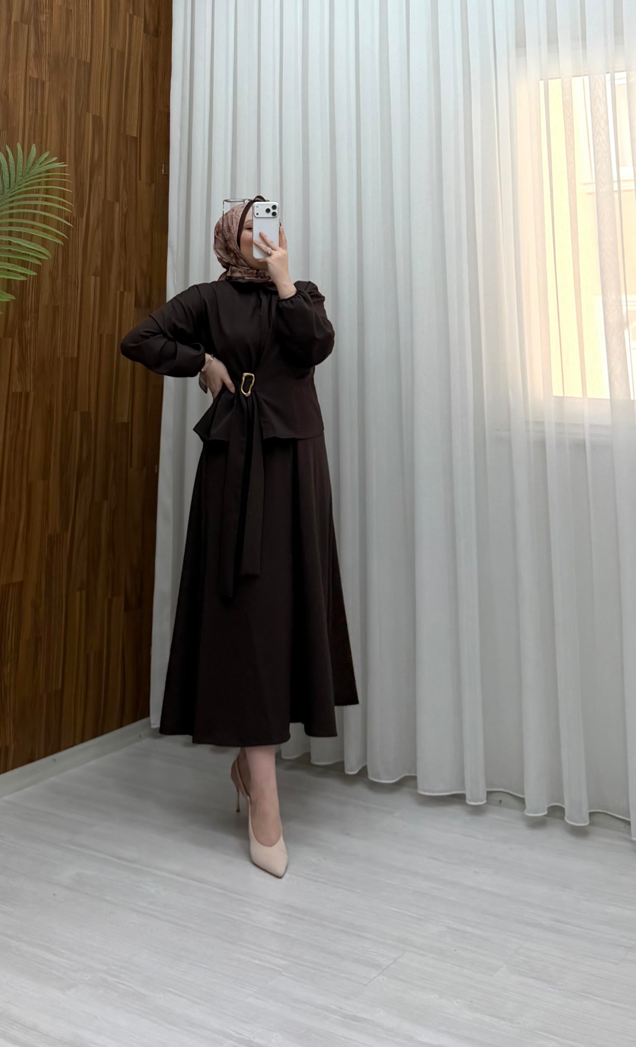 Newshe Krep Etekli Takım Std Beden Kahve 2411 