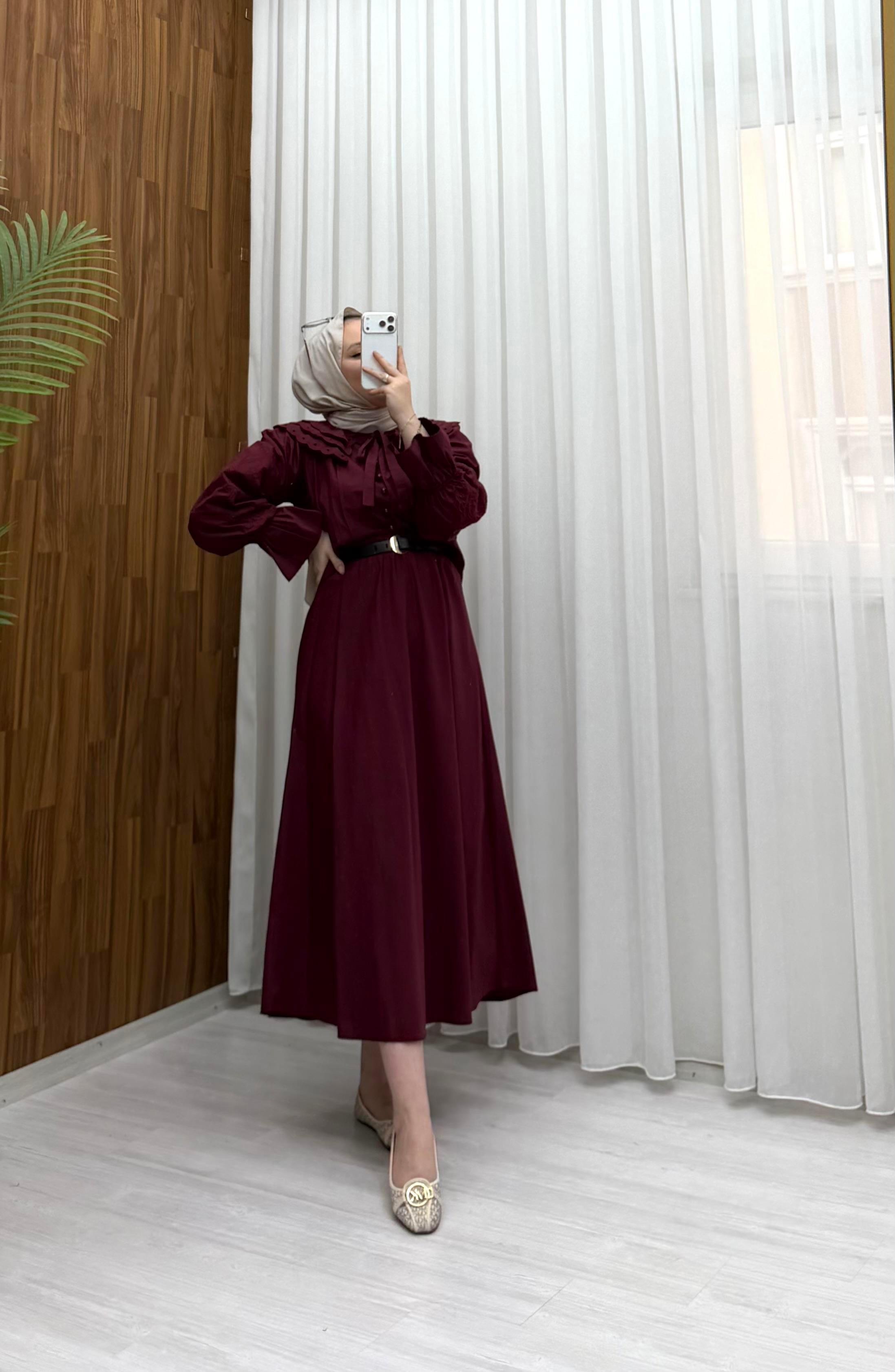 Poli Dantel Detatay Yakalı Modal Takım Bordo 3127 