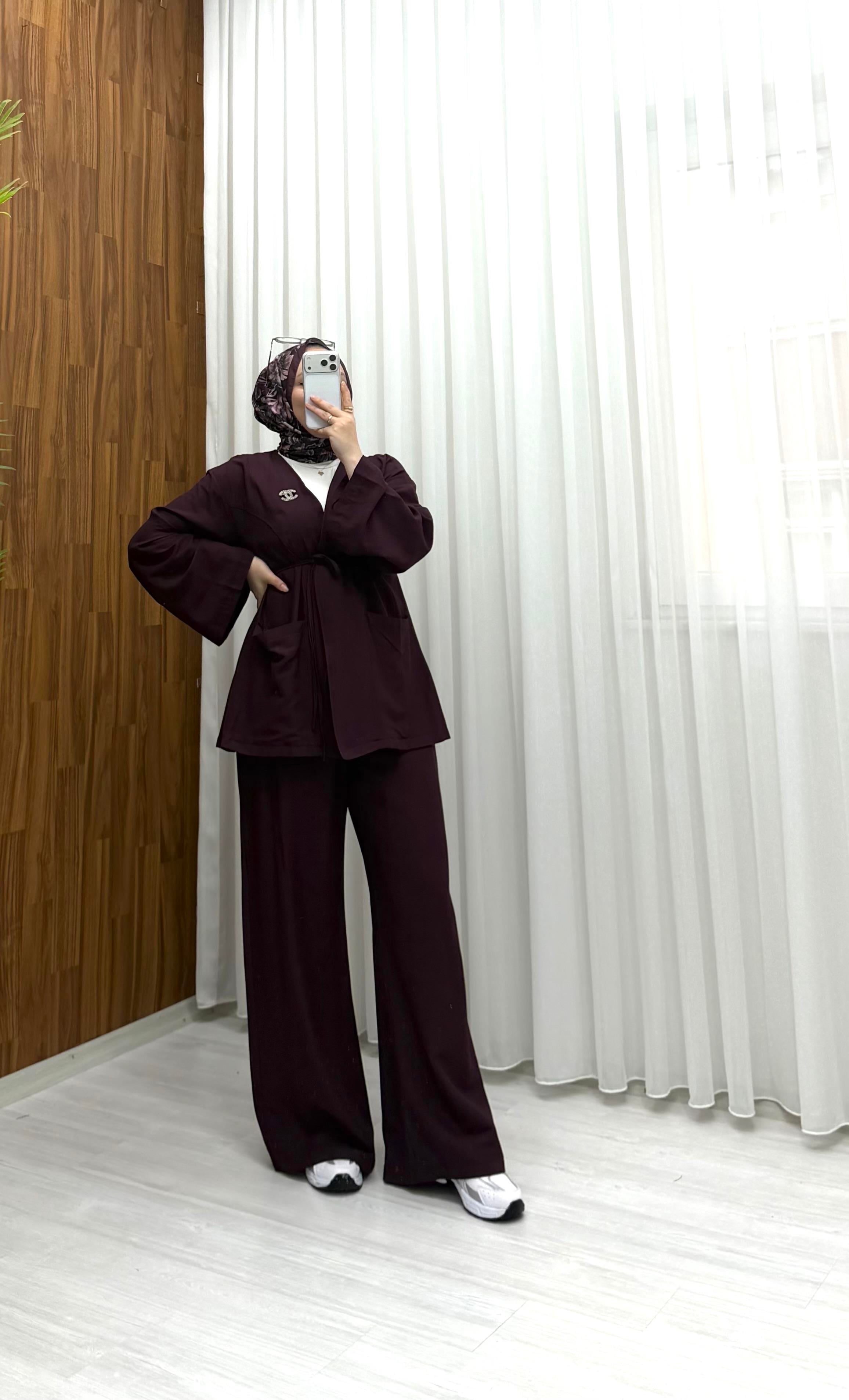 Poli Torba Cep Keten Takım Bordo 3145 