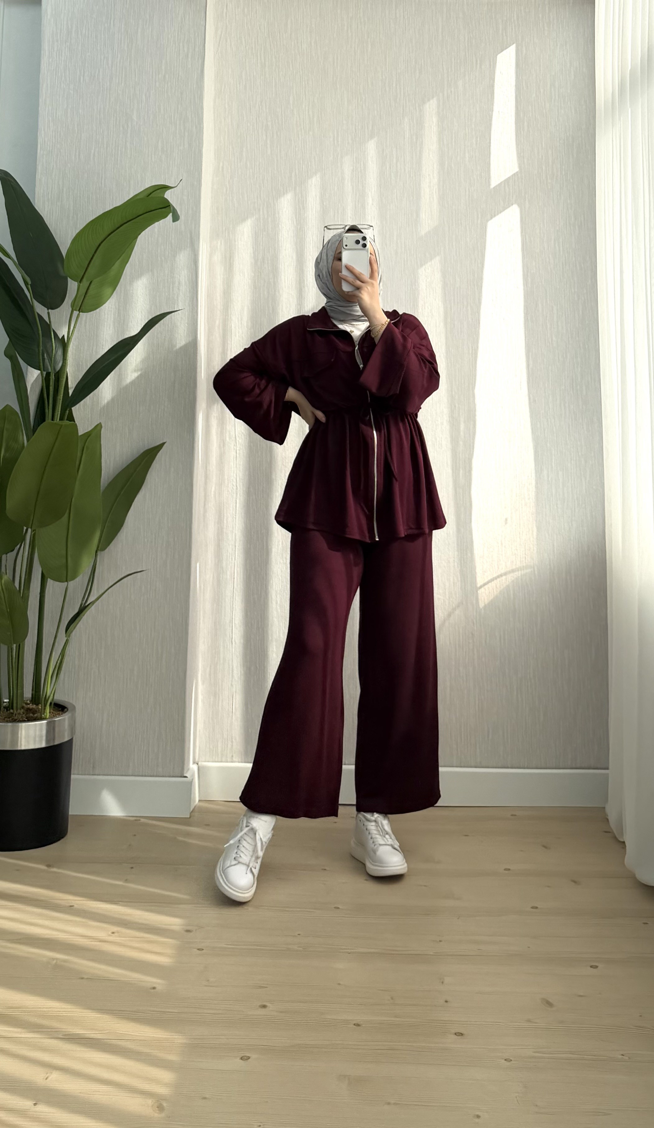 Ketche Biyeli Fermuarlı Yakalı Takım Bordo 62816 