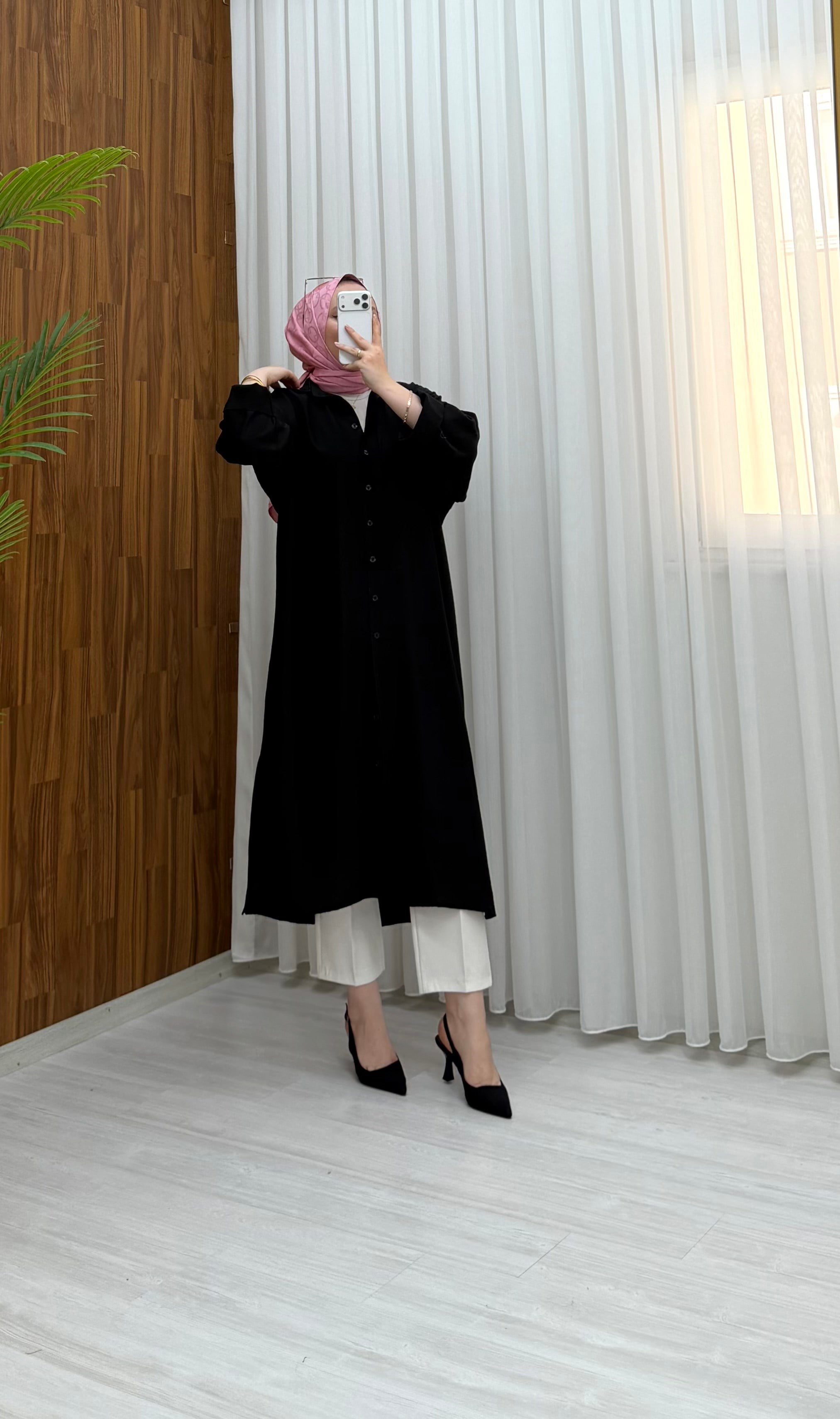Qup Nisa Keten Tunik Siyah 8082 