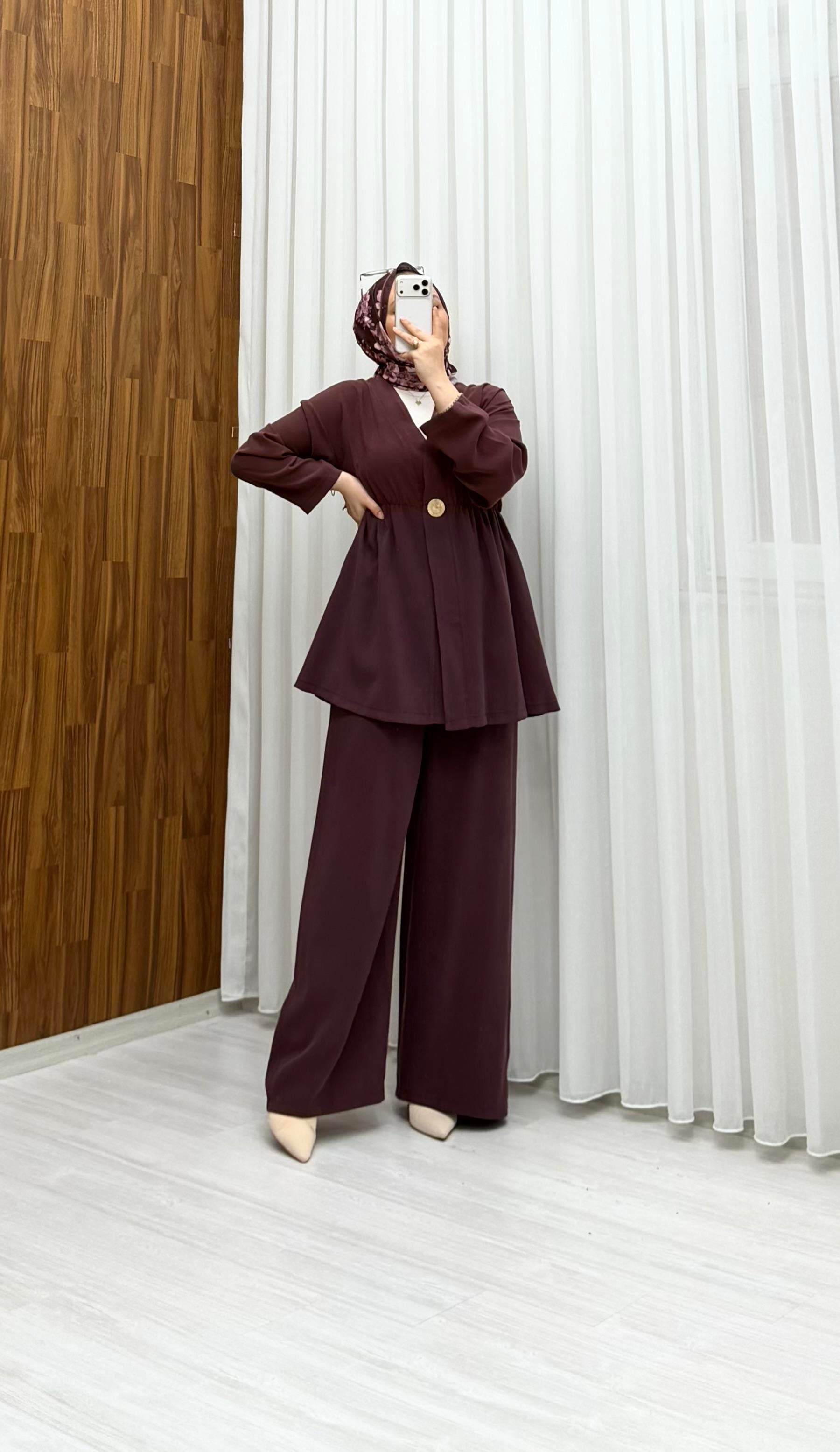 Binay Tek Düğmeli Twil Takım Bordo 9070 