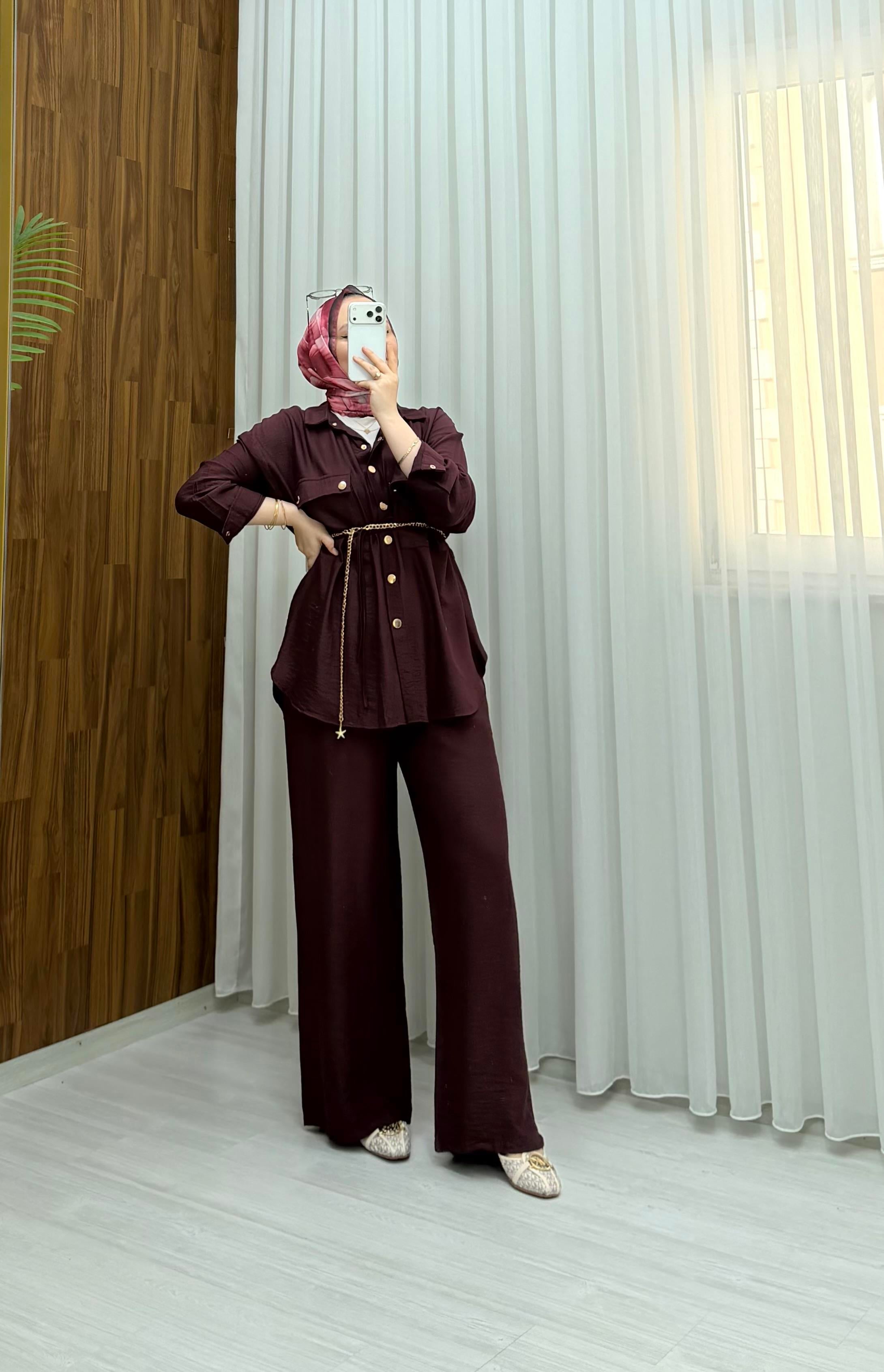 Qup Şanel Çıt Çıt Takım Bordo 9094 