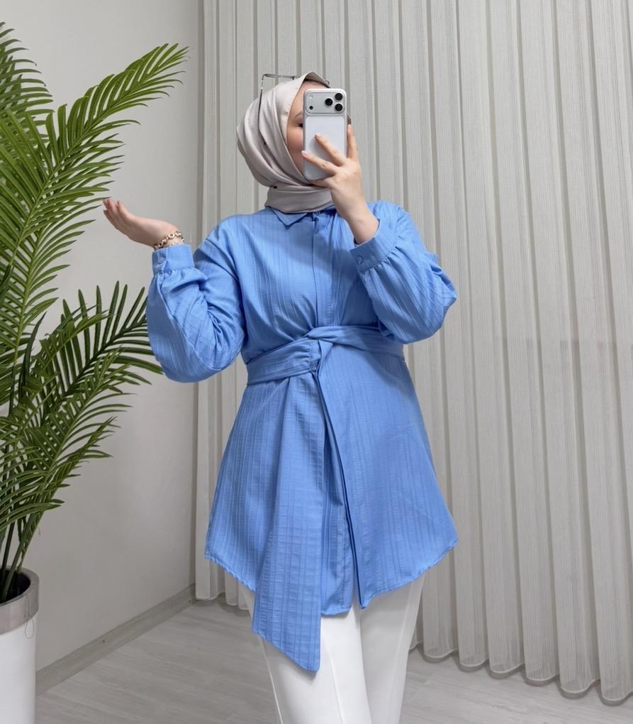 Newshe Standart  Bağlamalı Tunik bebe mavisi(5555)