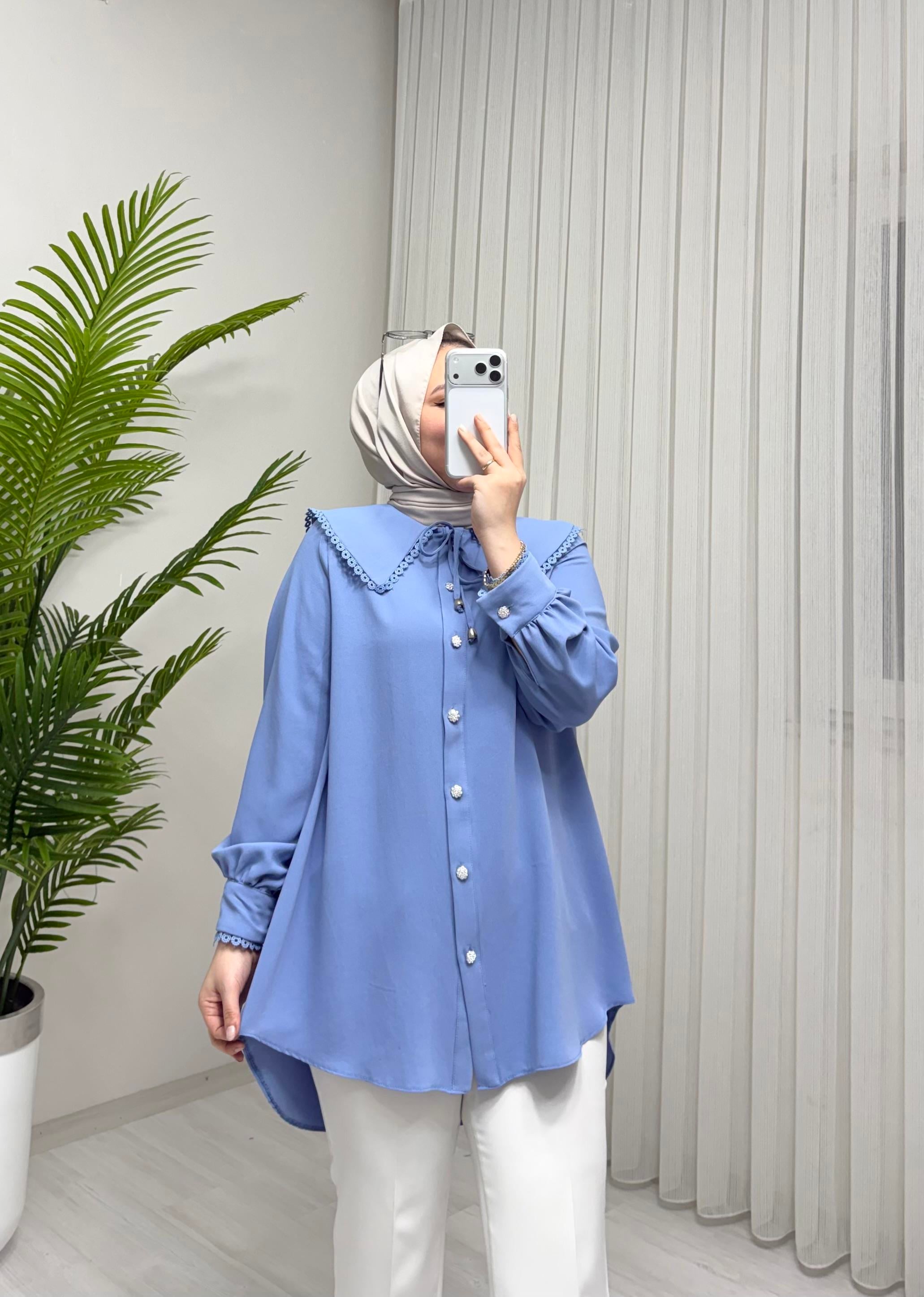 Tek Yaka Tunik Bebe Mavisi