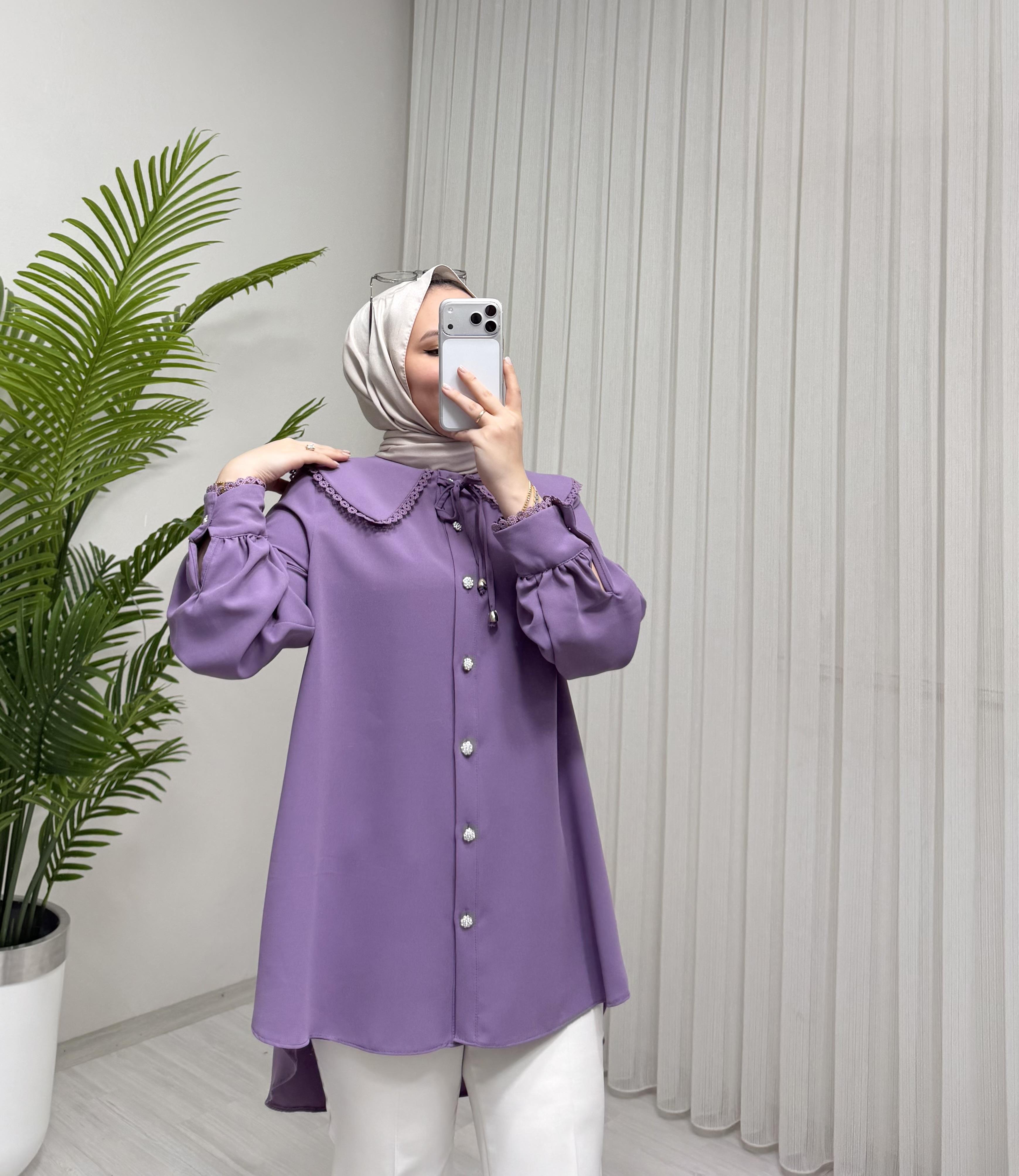 Tek Yaka Tunik Lila