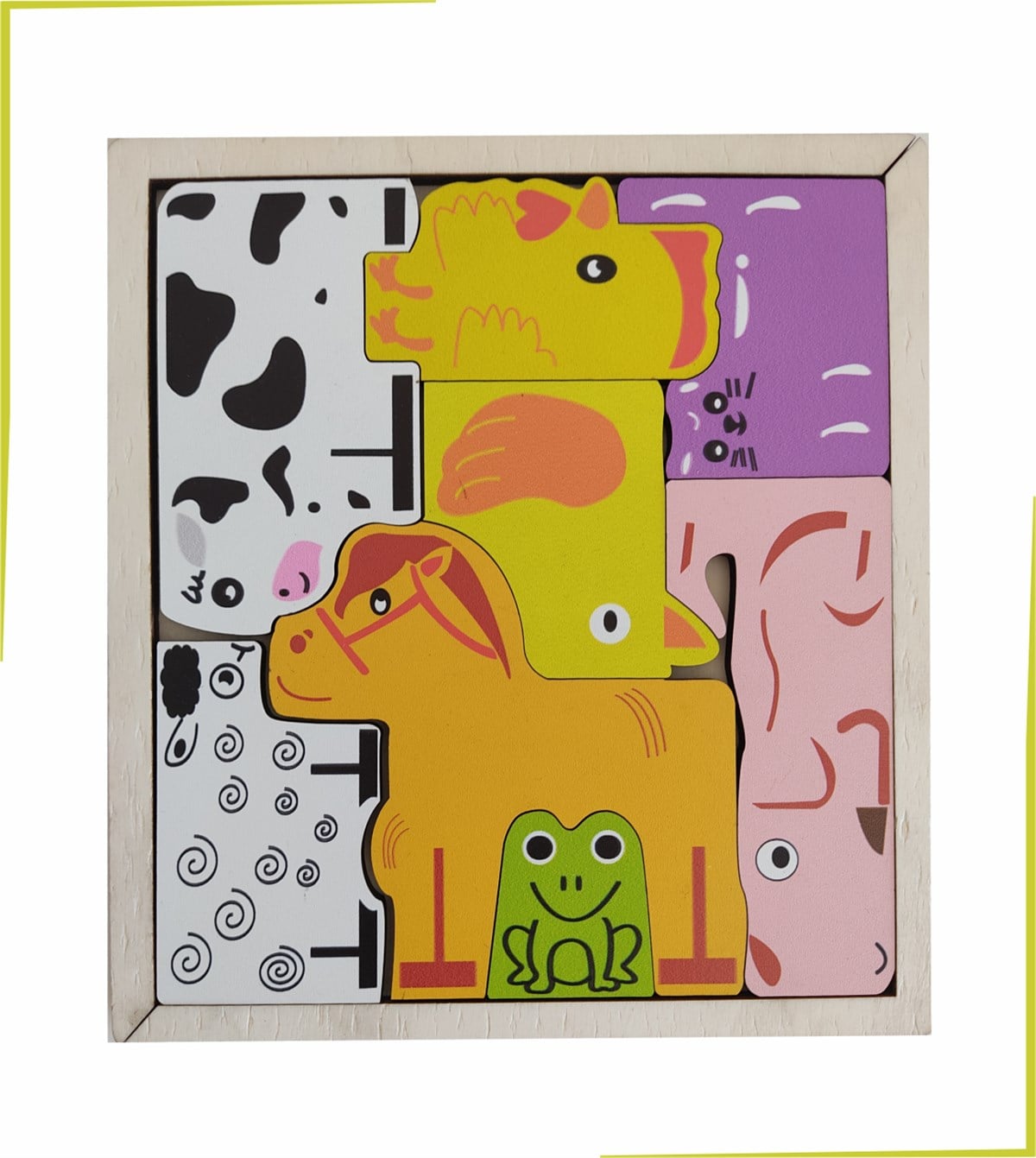 8 parça Renkli Çiftlik Hayvanları Ahşap Puzzle
