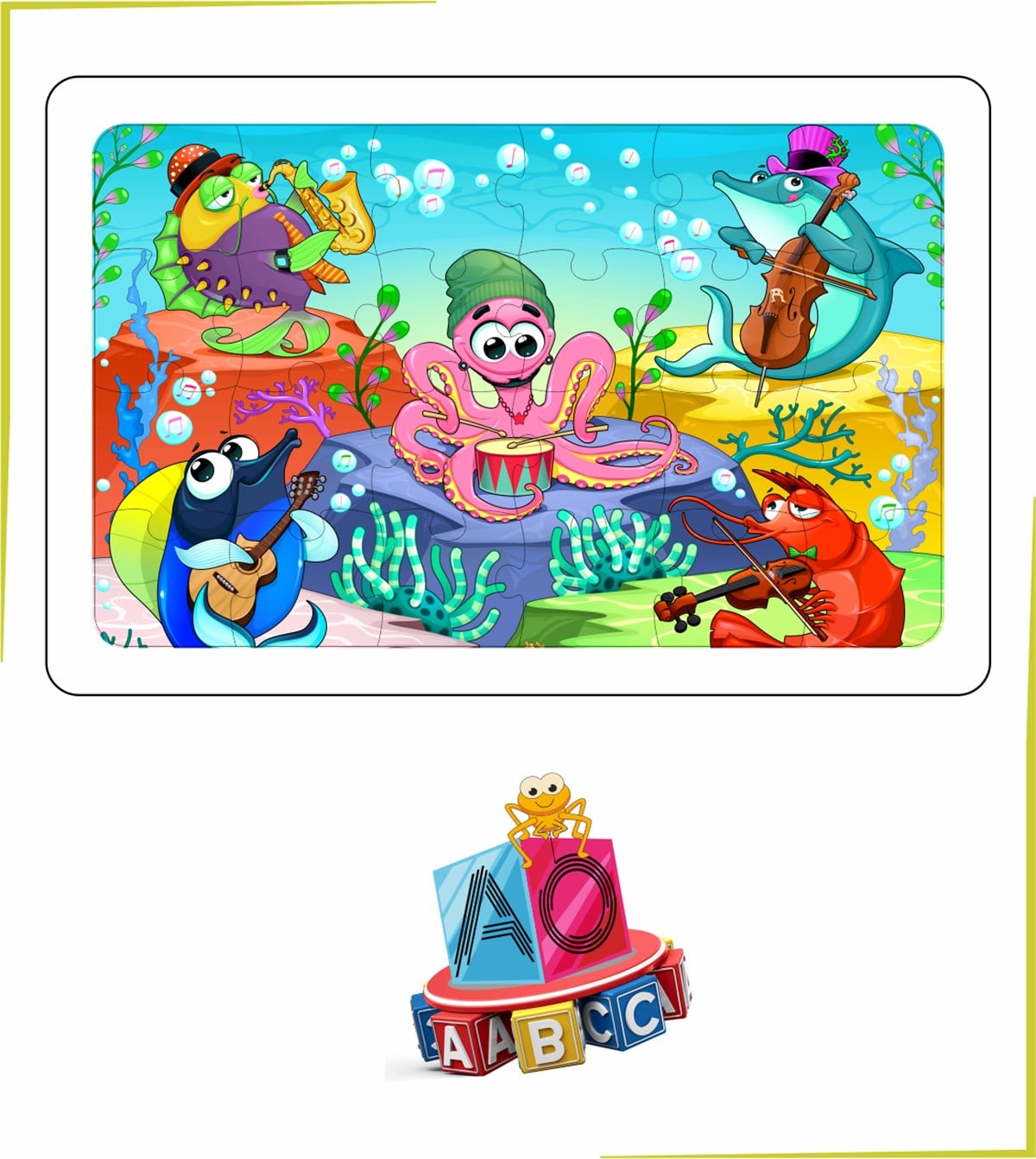 Ahşap 24 Parça Sevimli Ahtapotlar Puzzle