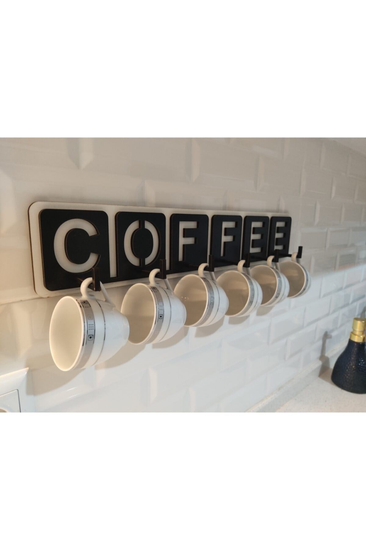 Ahşap Coffee Yazılı Mutfak Fincan Ve Kupa Askılığı 46 Cm * 9 Cm