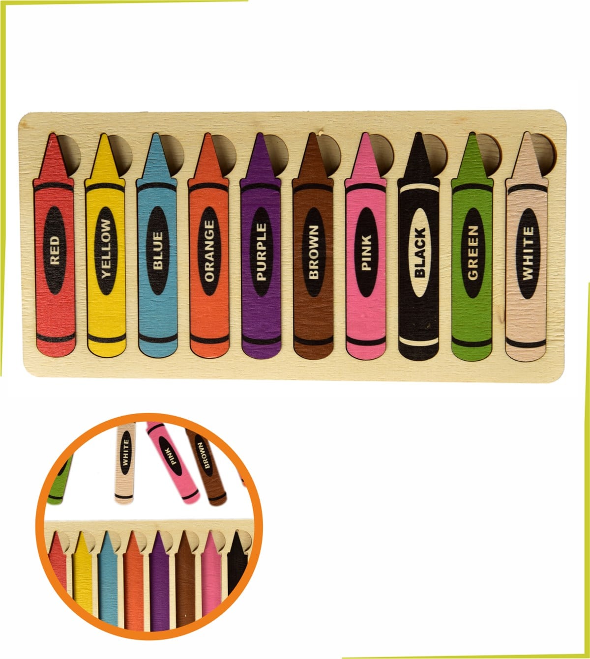 Ahşap Pastel Boya İngilizce Renk Eşleştirme Oyunu Puzzle