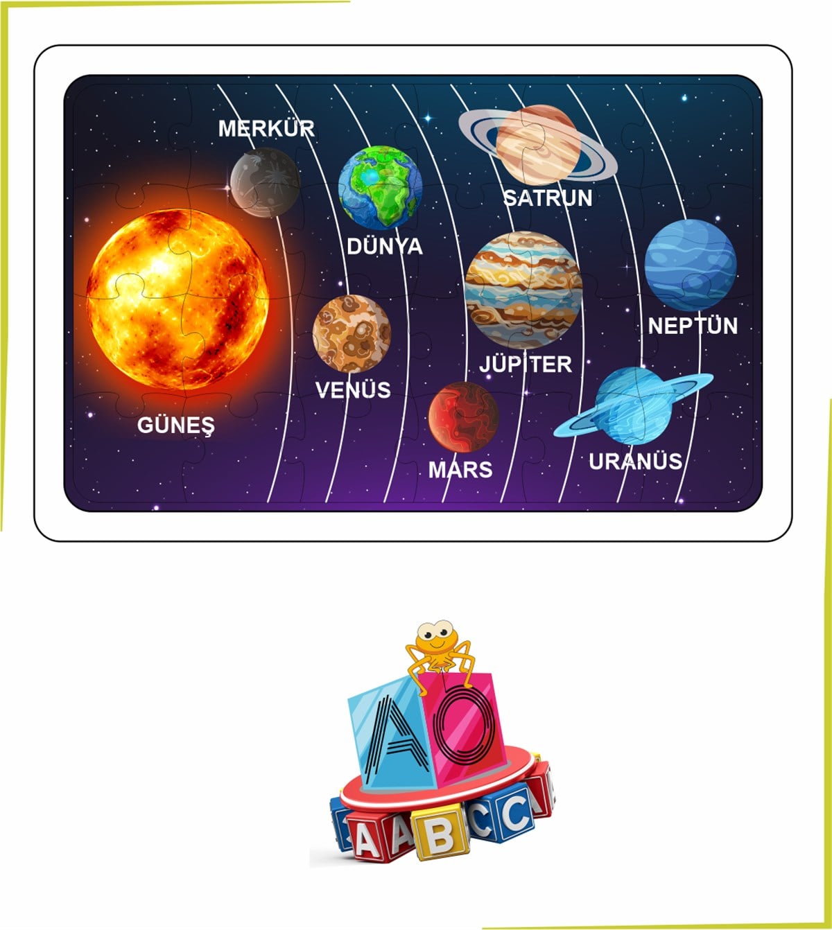 Güneş Sistemi 24 Parça Renkli Ahşap Puzzle