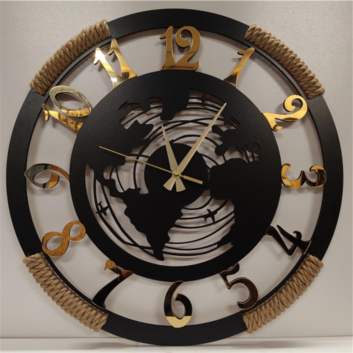 Halatlı Dünya Desenli Duvar Saati