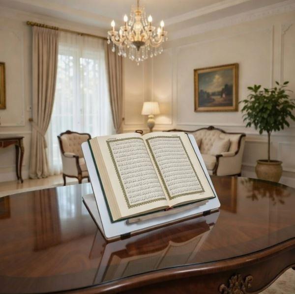 Menteşeli Beyaz Rahle Masaüstü Seyyar Katlanabilir Kitap Okuma Standı ve Tabletlik