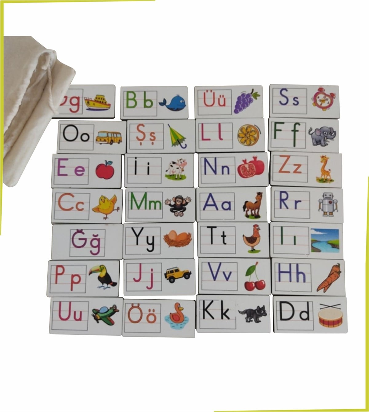 Renkli Resimli Alfabe Domino Puzzle