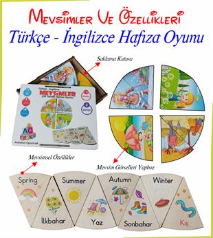 Mevsimler ve Özellikleri Türkçe İngilizce Hafıza Oyunu Kutulu