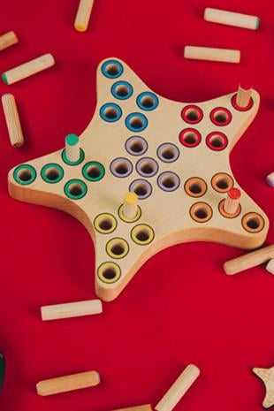 Montessori Ahşap Duyusal Eğiti Oyuncak renk eşleştirmeli pim takmalı yıldız