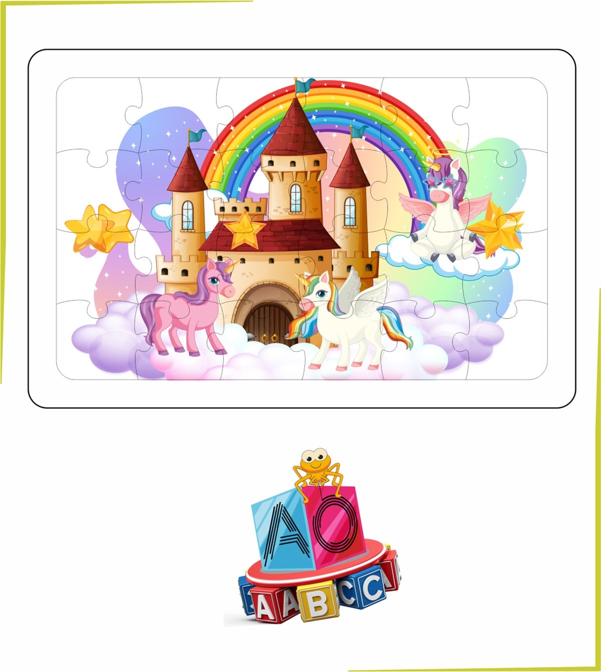 24 Parça Ahşap Unicorn Puzzle