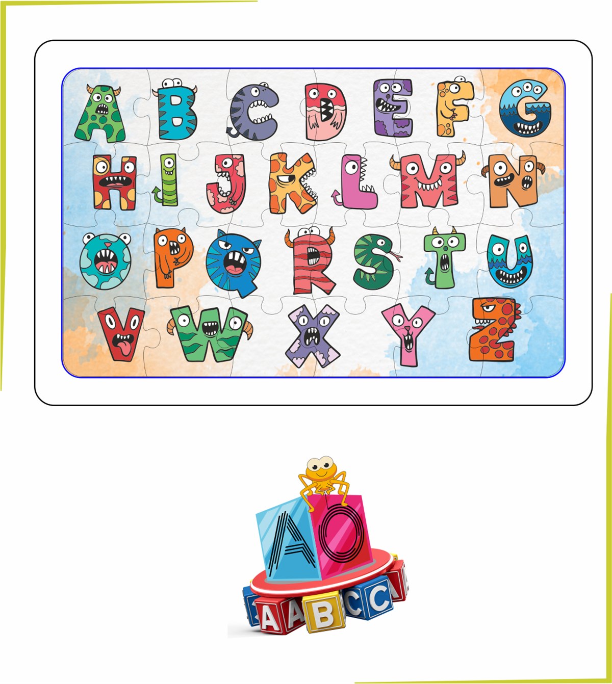 Ahşap 24 Parça Sevimli Alfabe Puzzle