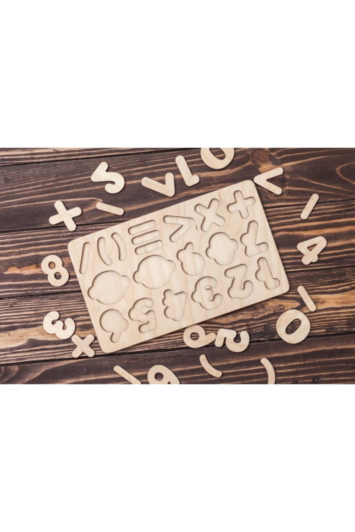 Ahşap Doğal Sayılar Ve Matematik Simgeler Boyanabilir Puzzle