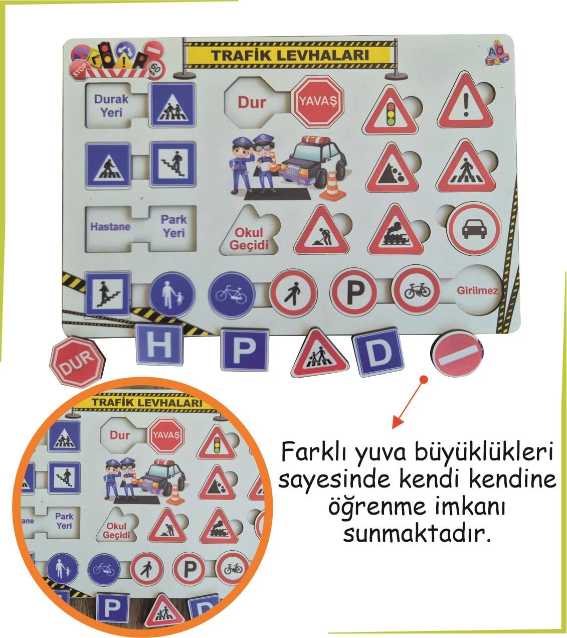 Ahşap Trafik Levha ve İşaretleri Bul-Tak Puzzle