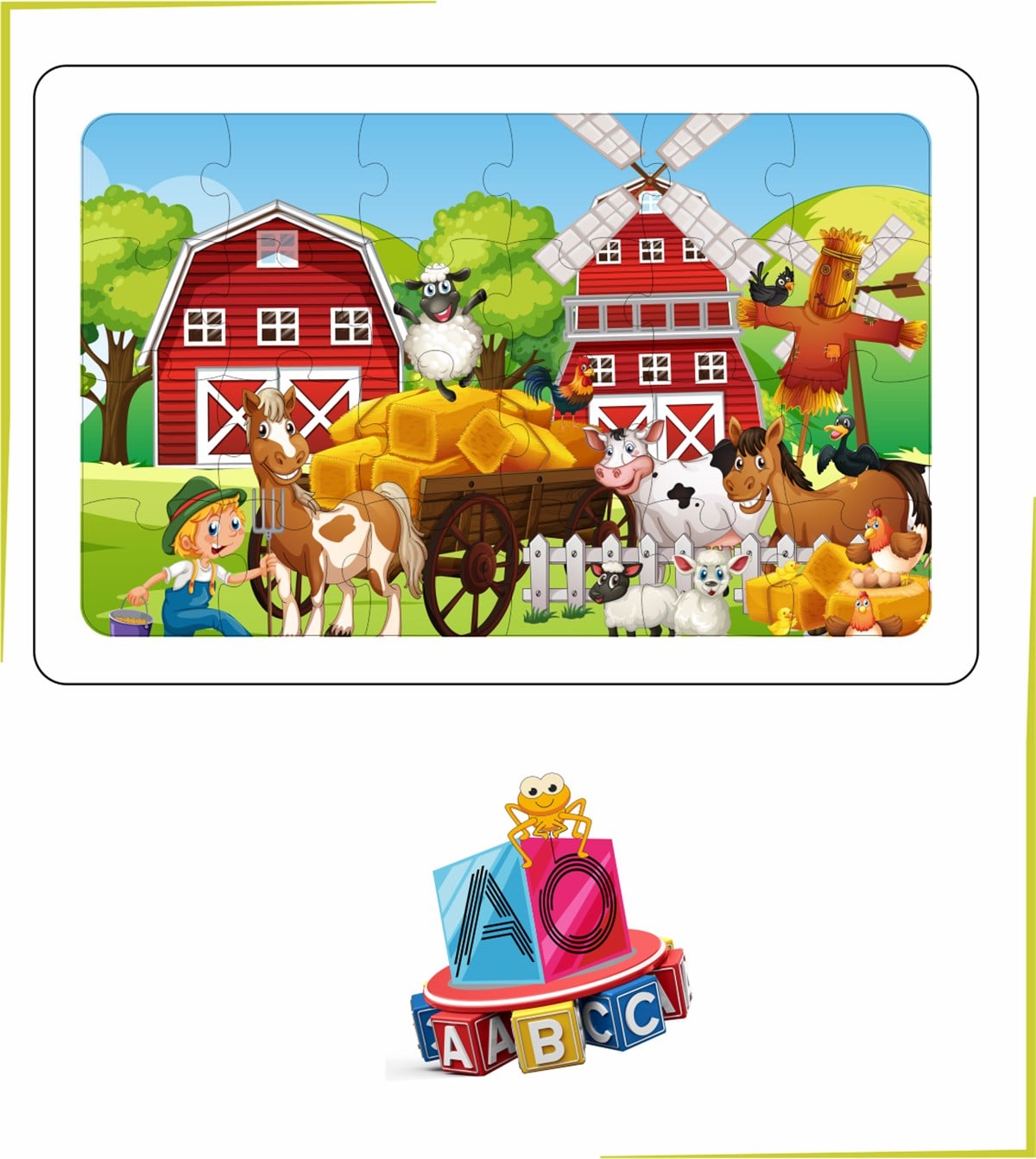 At Çiftliği ve Hayvanlar Puzzle Ahşap Renkli Puzzle 24 parça