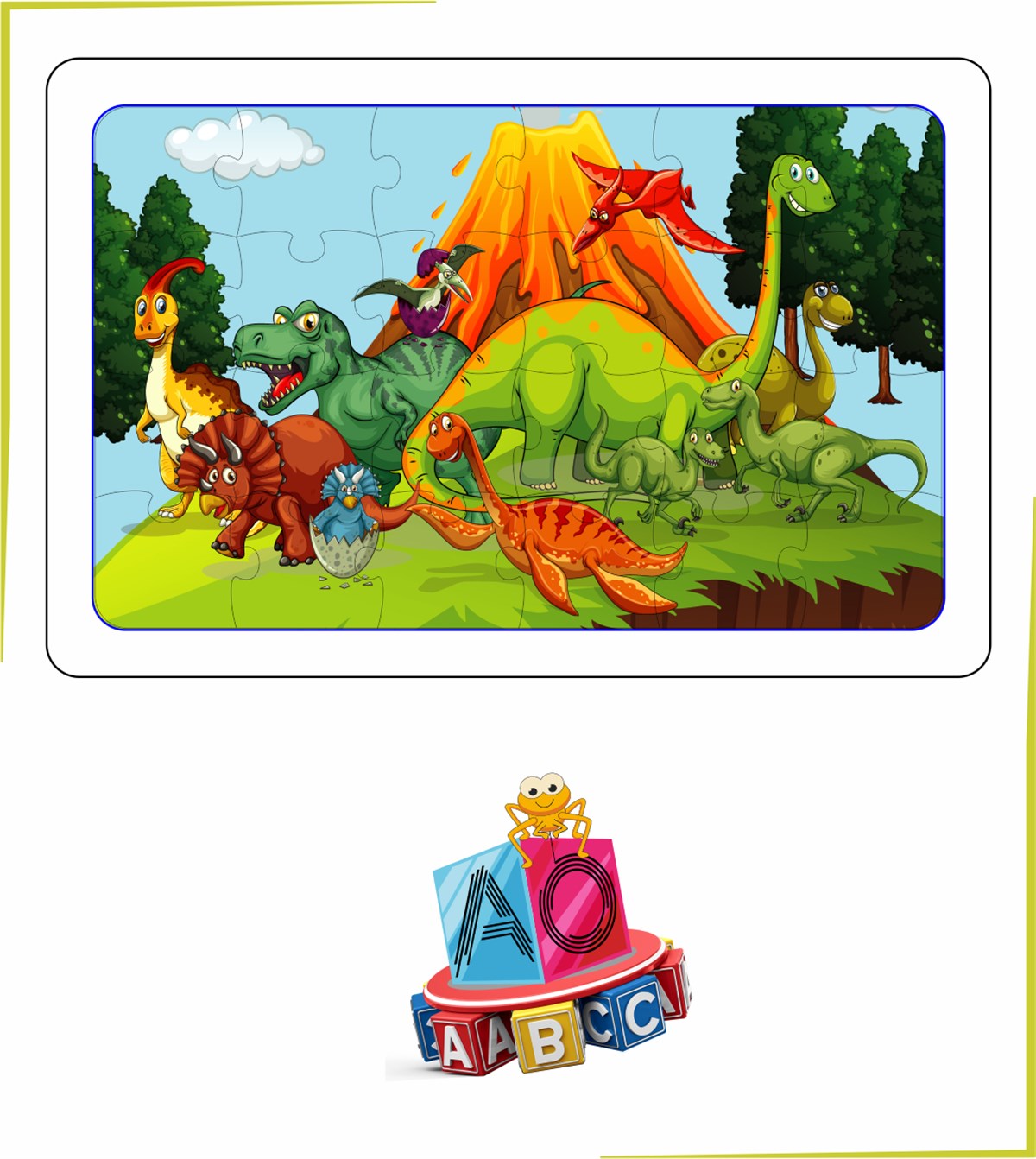 Dinozorlar Puzzle Ahşap Renkli Puzzle 24 parça