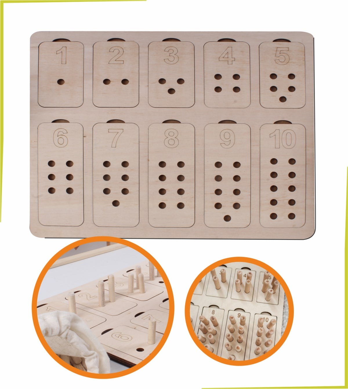 Doğal Ahşap Pim Takmalı Tablalı Sayı Ve Değerlerini Öğreniyorum Puzzle
