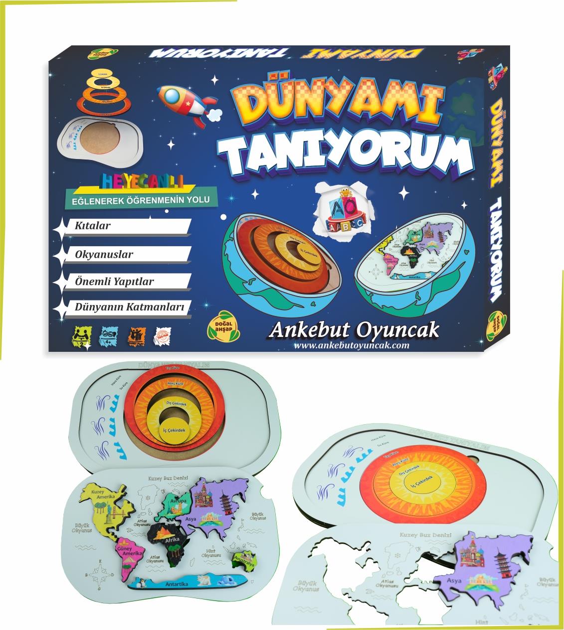 Dünyanın Yapısı Katmanlar ve Kıtaları Beyaz Yapboz