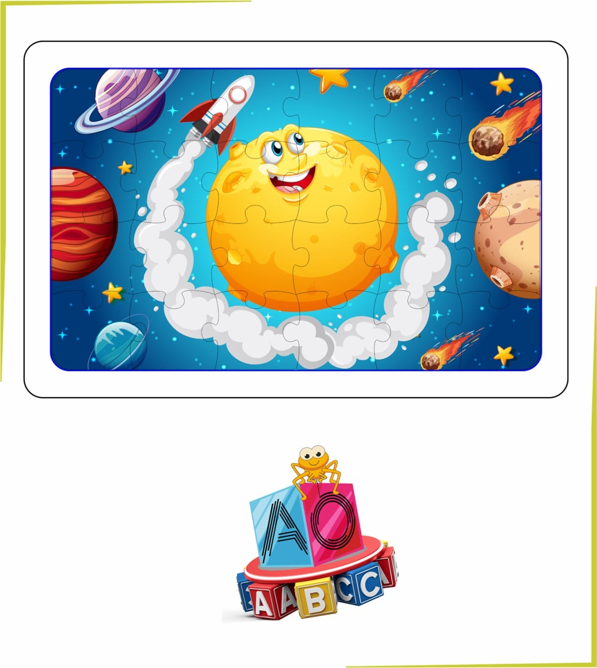 Göktaşı Puzzle Ahşap Renkli Puzzle 24 parça