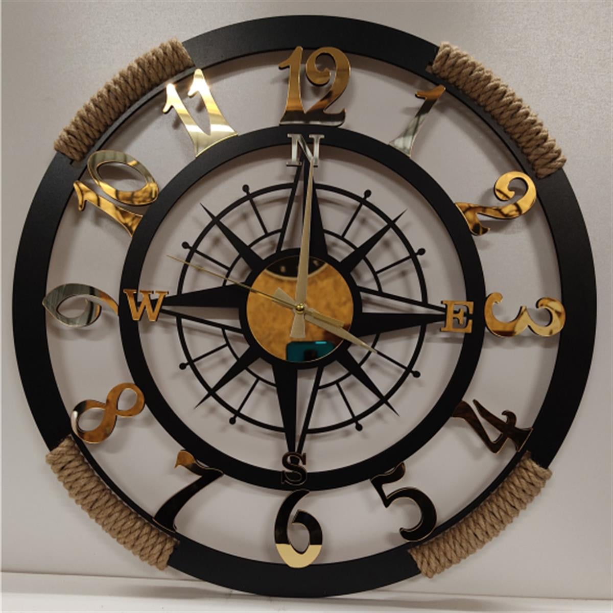 Halatlı Pusula Desenli Duvar Saati