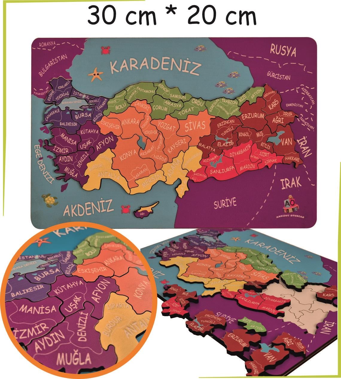 Kabartmalı Türkiye Haritası ve Komşu Ülkeler
