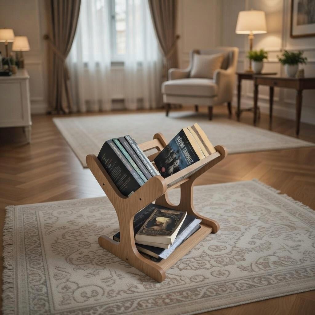 Kitaplık ve Dergilik Organizetör Dekoratif Demonte Ceviz