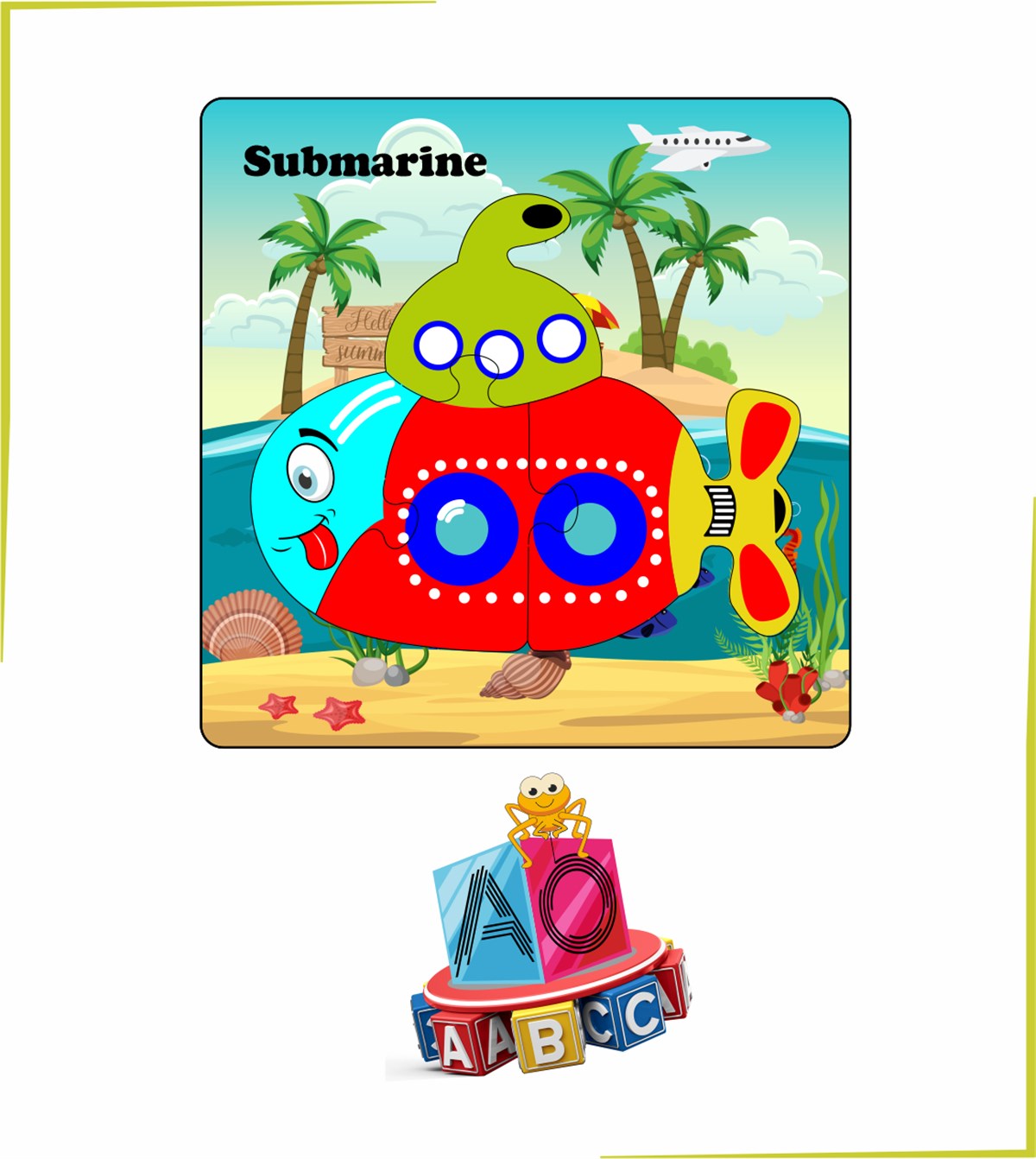 Mini 4 Parça Denizaltı Ahşap Puzzle