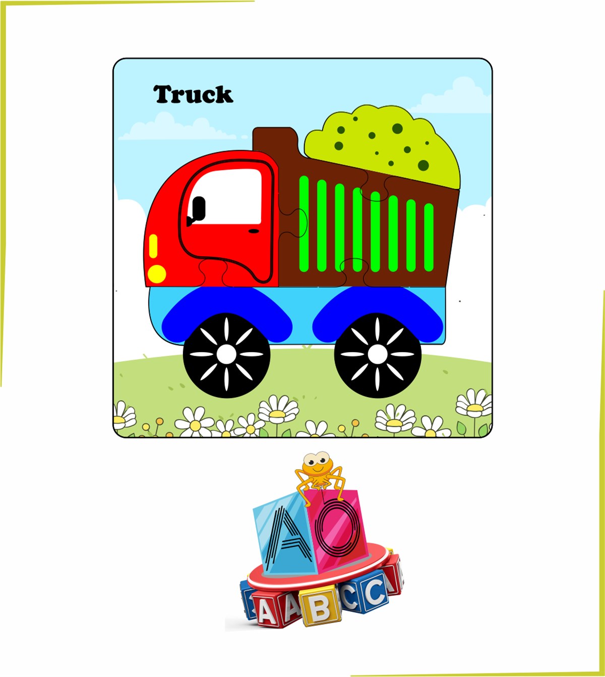 Mini 4 Parça Kamyon Ahşap Puzzle