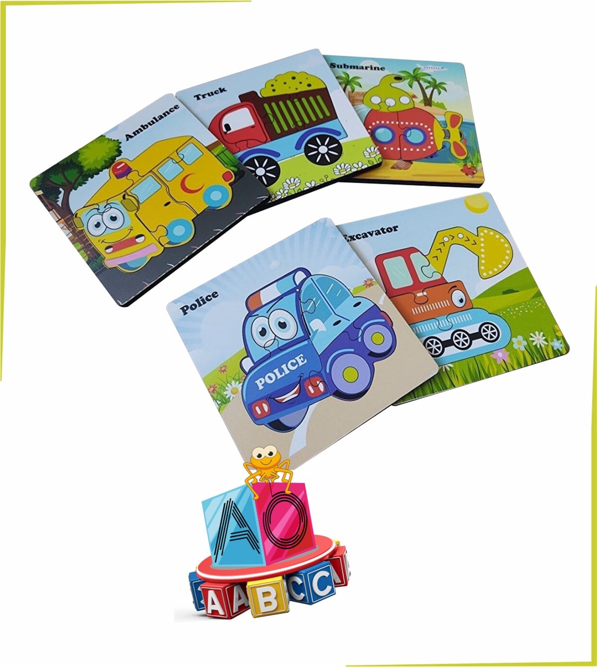 Mini 5'li Araçlar Ahşap Puzzle Seti