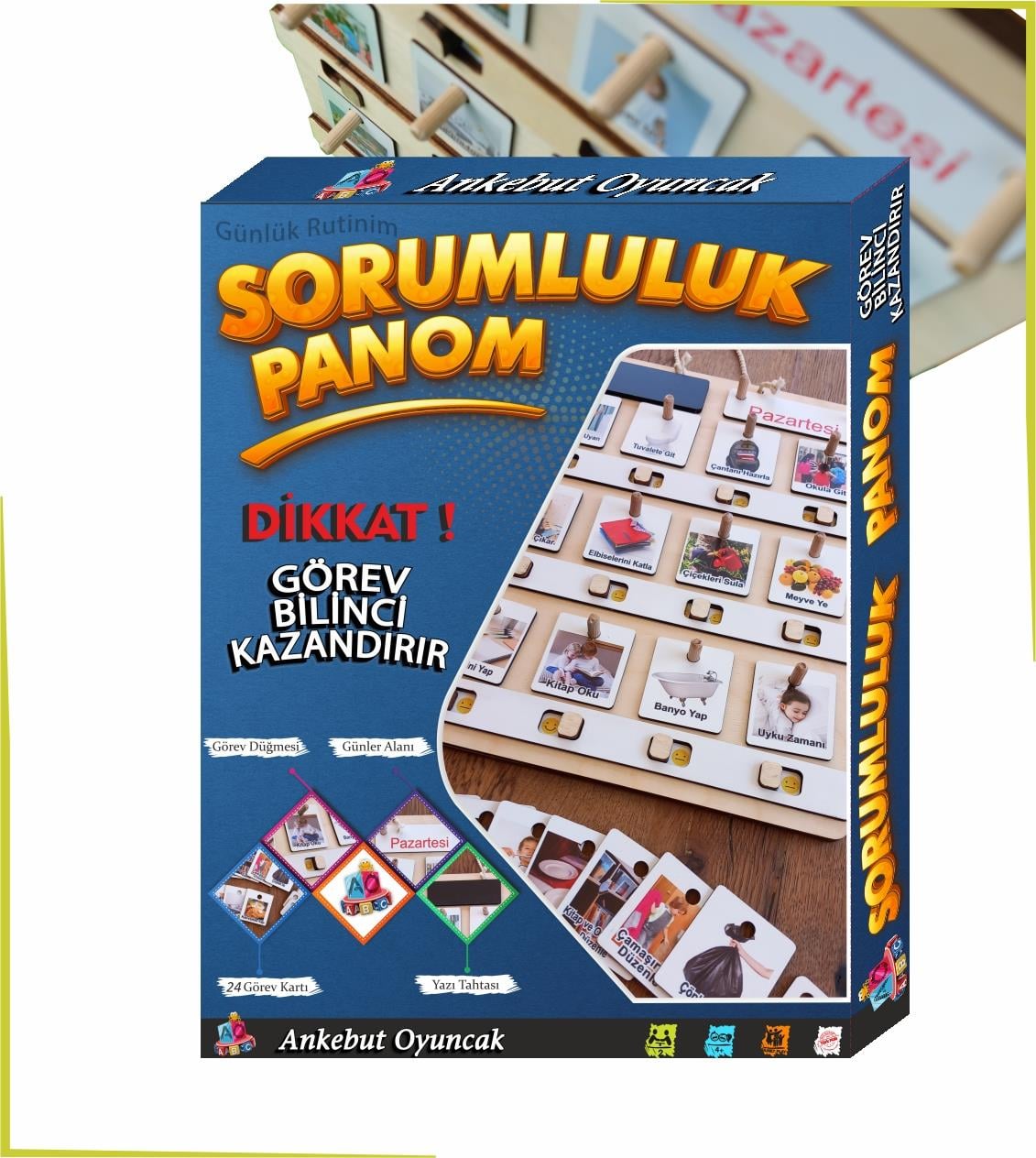 Montessori Büyük Boy Sorumluluk Alma Beceri Ve Görev Tablosu Günlük Rutinim