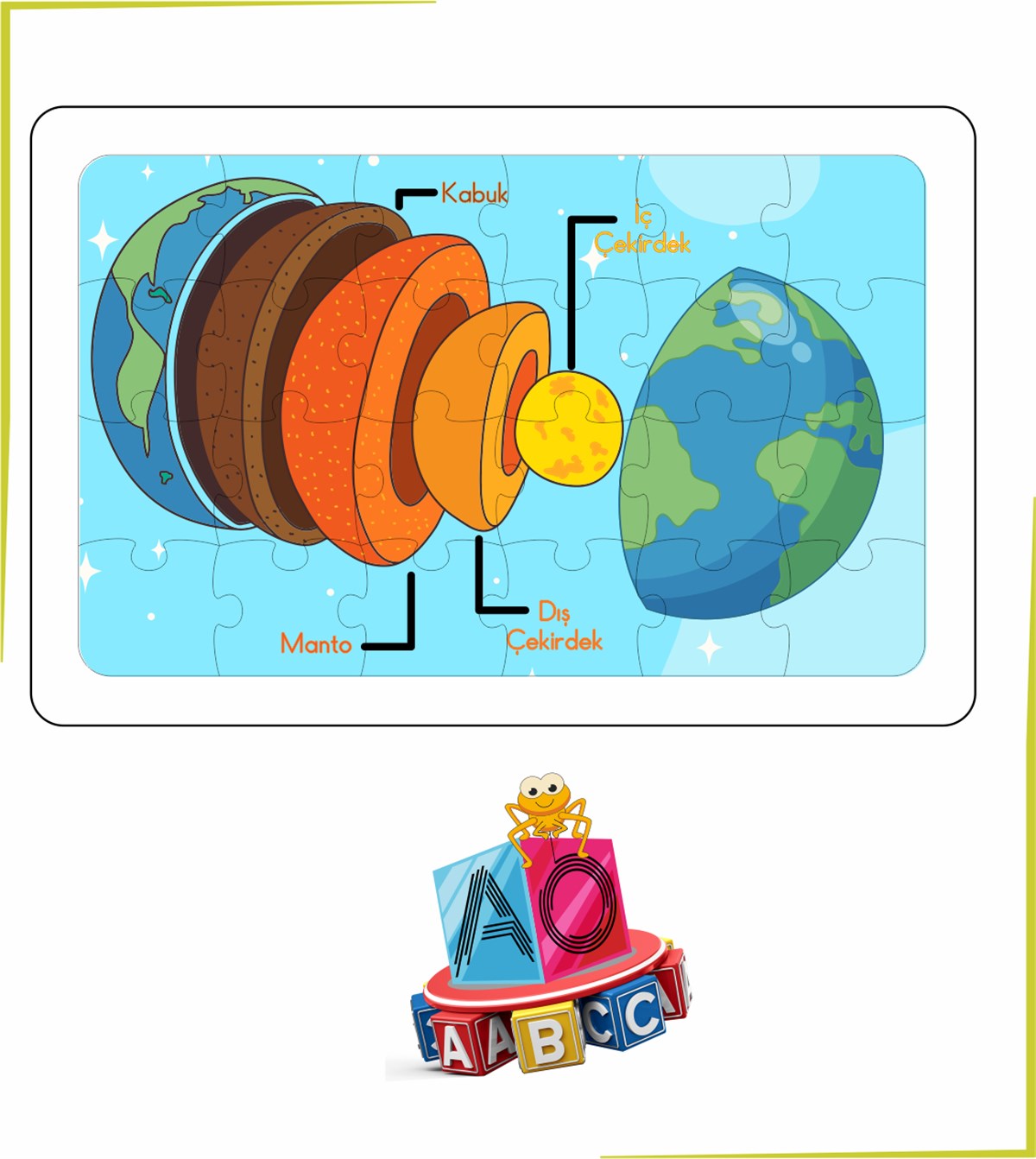 Renkli Dünyanın Yapısı 24 Parça Puzzle 29 Cm * 19 Cm